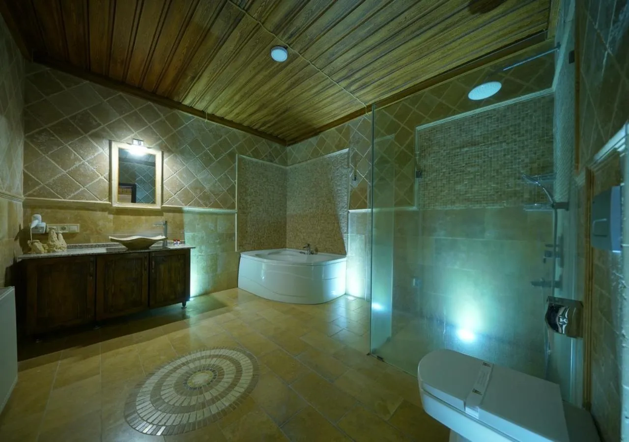 Shower in ShoeString Stone House