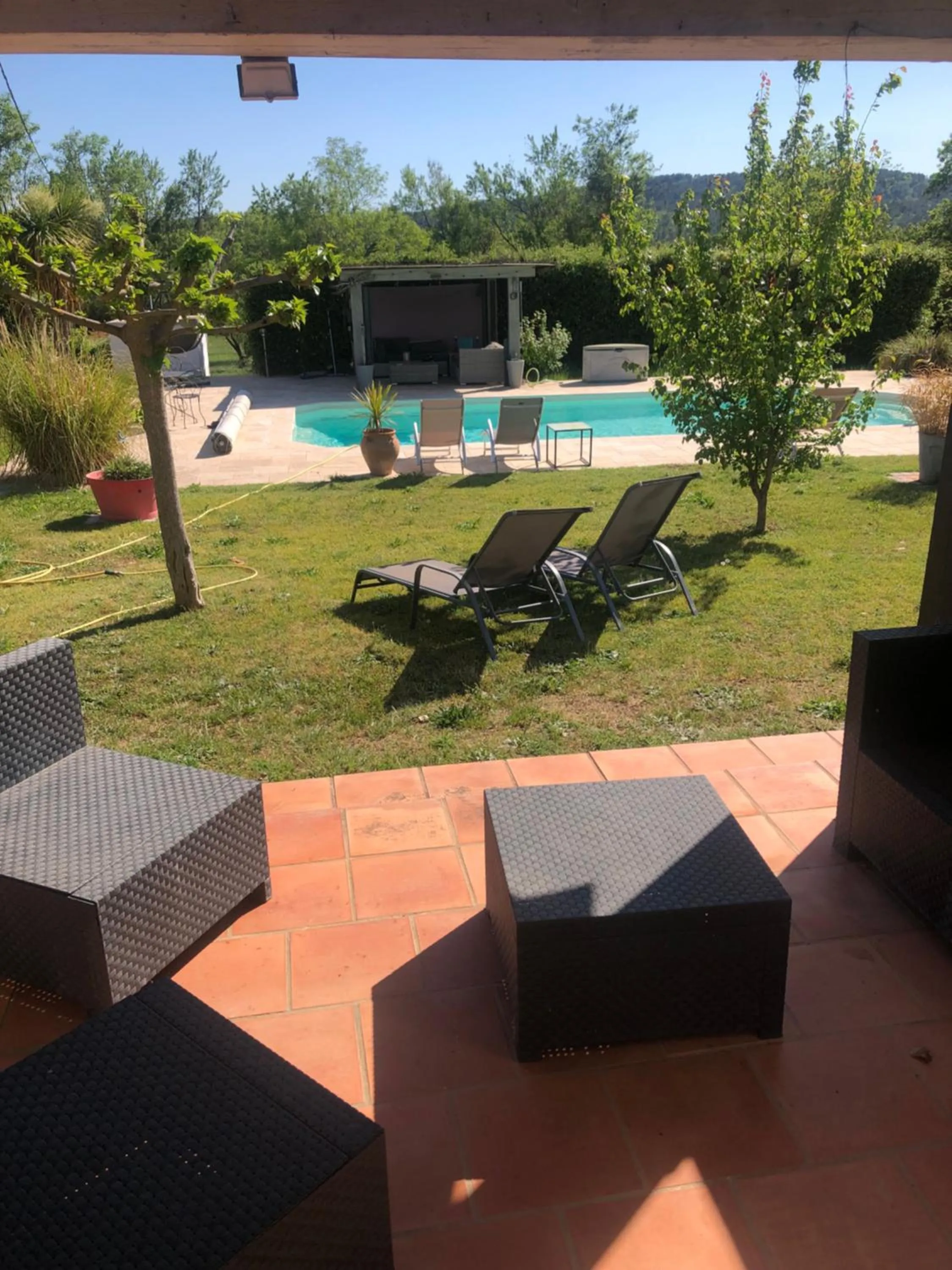 Pool view in La Vignarelle