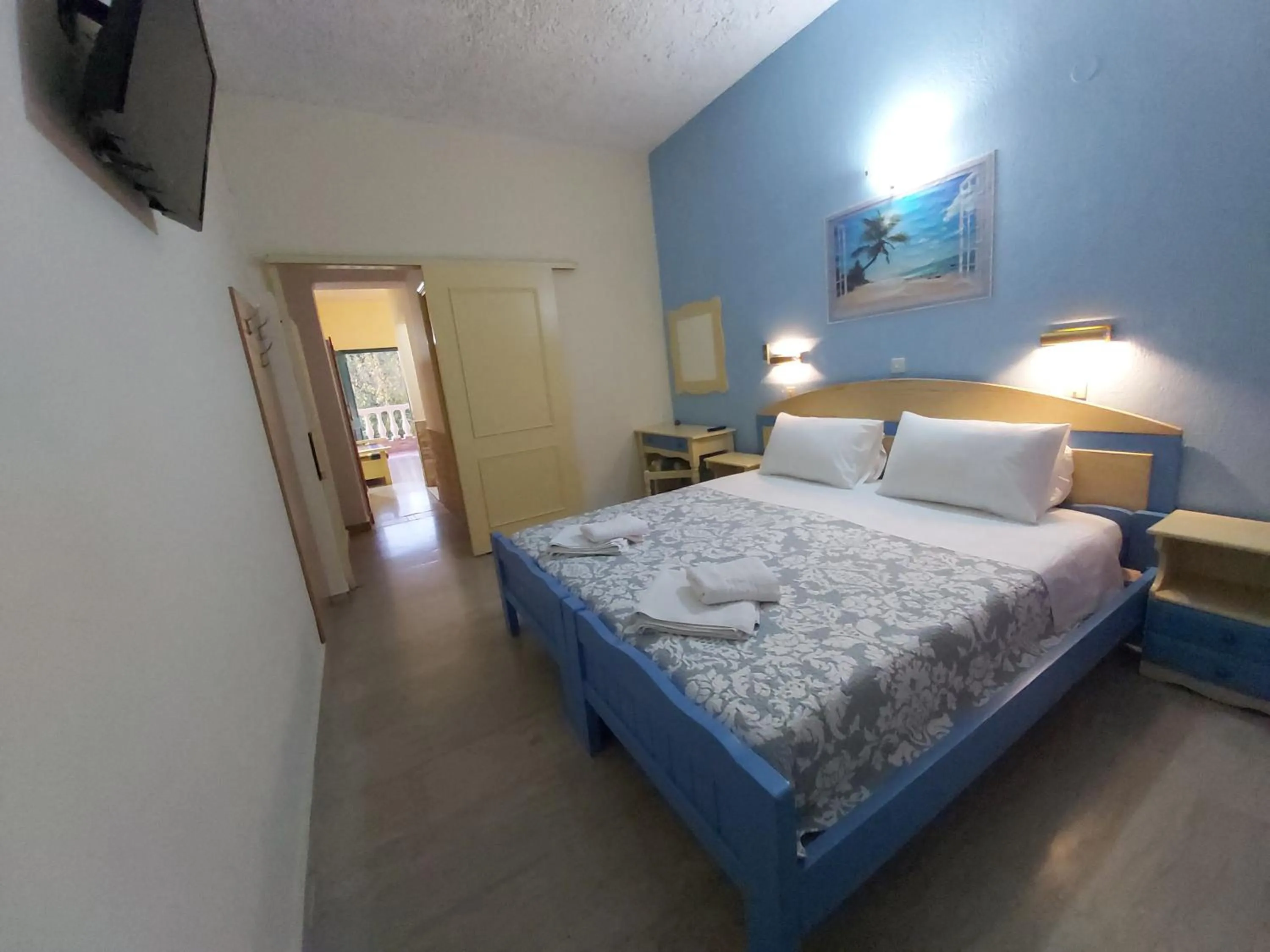 Bedroom in Flamingo Apartments Moraitika Corfu