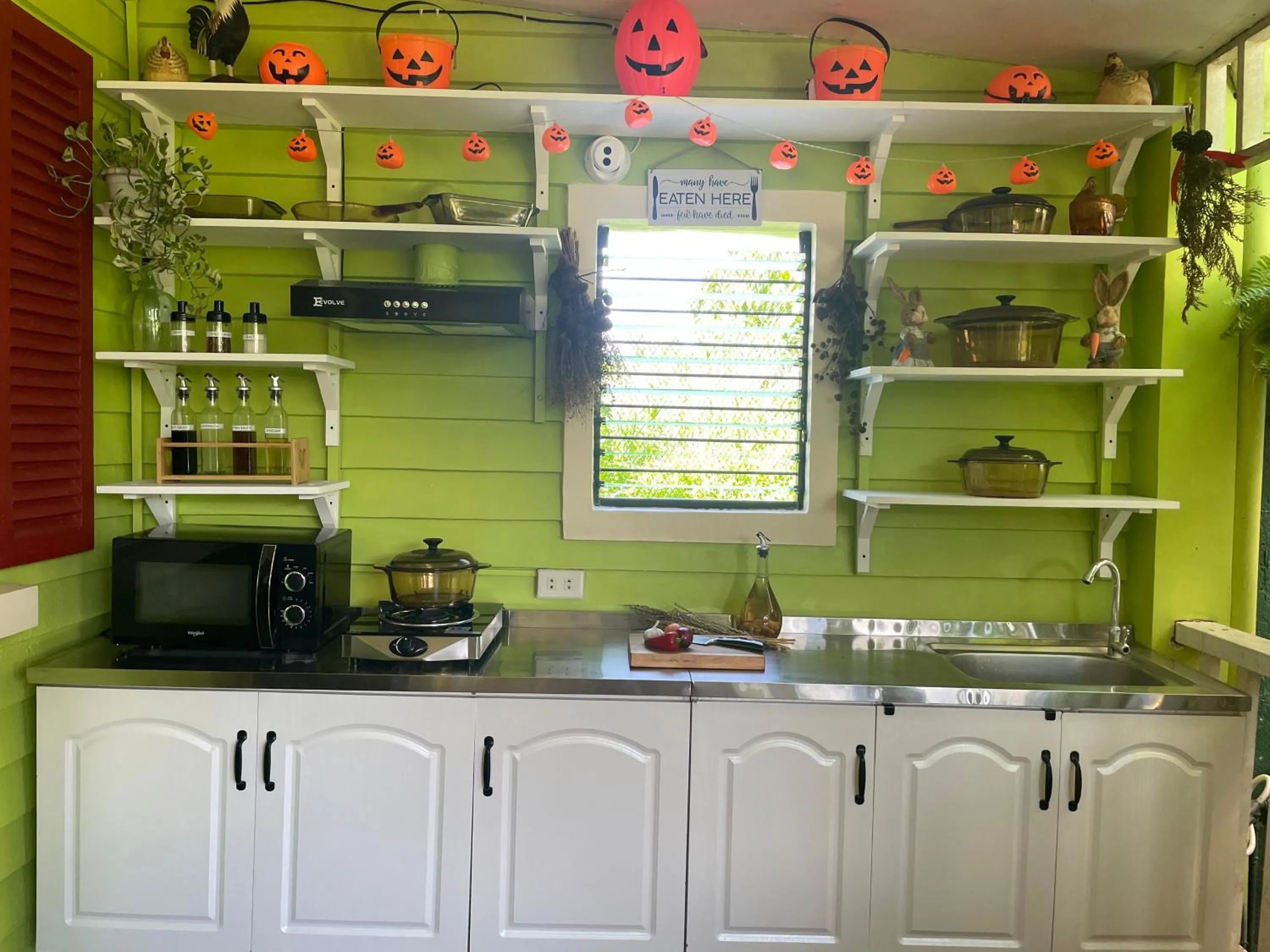 Kitchen or kitchenette in Madie's Place B&B with Private Pool in Santa Rosa near Enchanted Kingdom