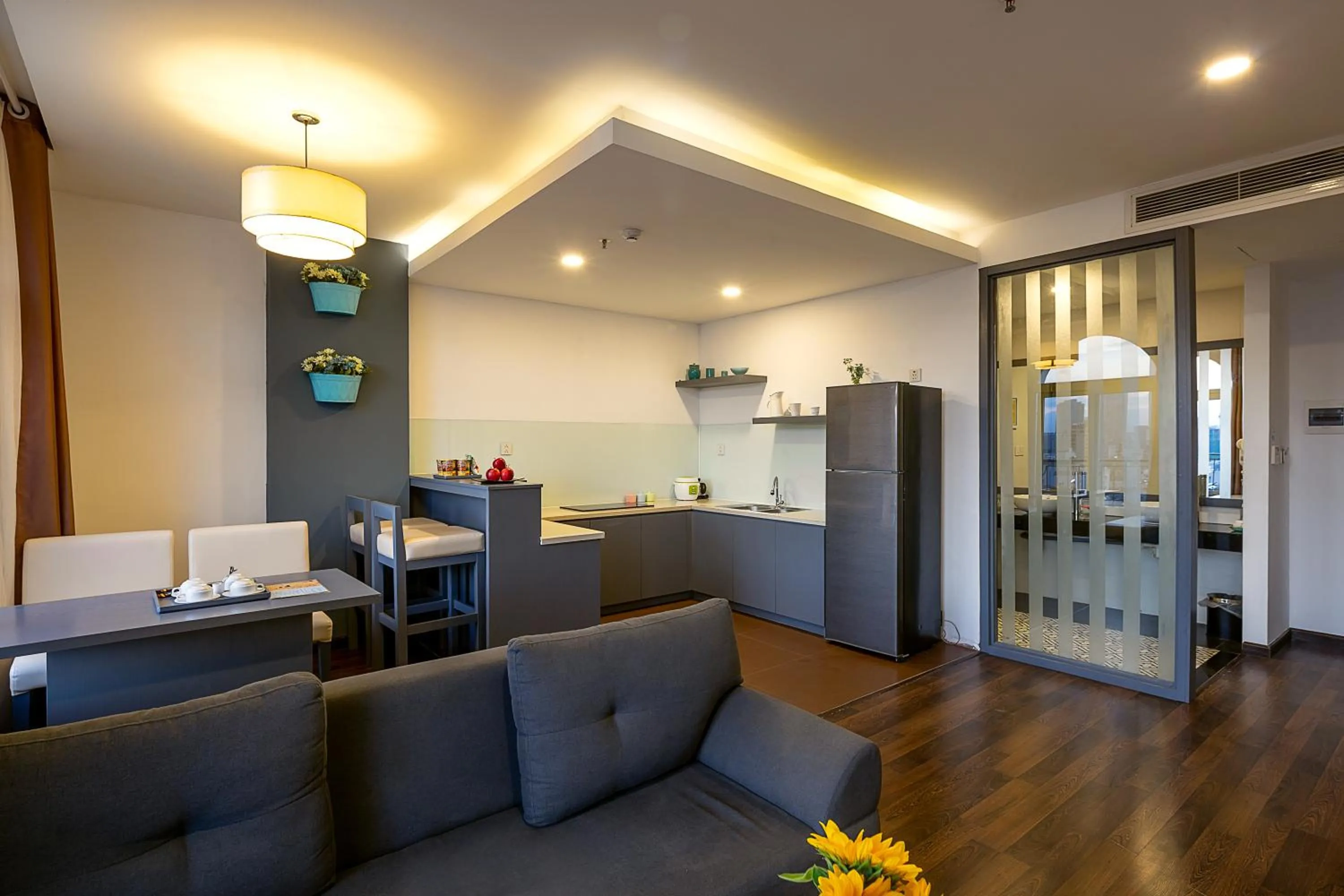 Kitchen or kitchenette in Le House Boutique Hotel - 100m to the beach