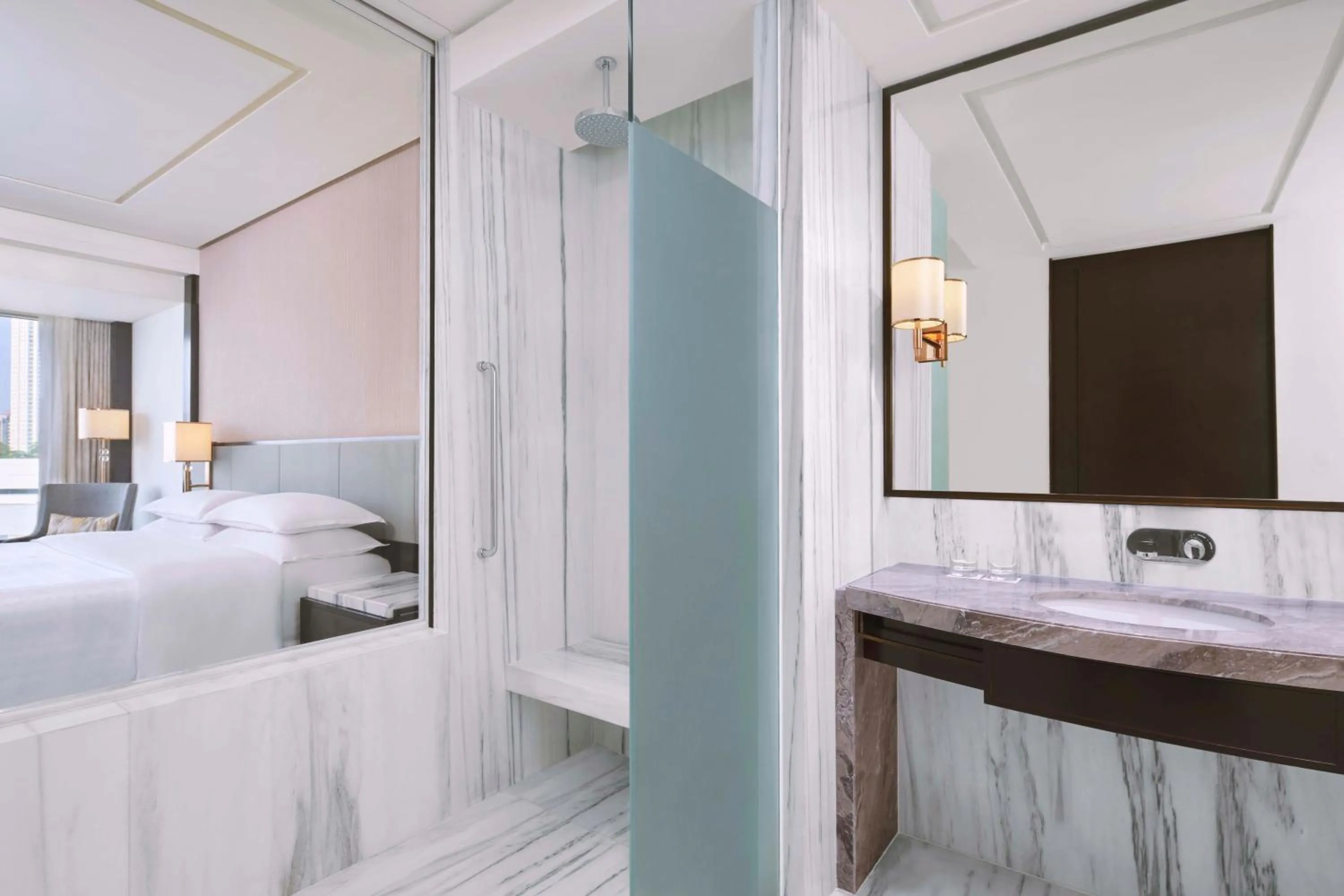 Bathroom, Bed in Sheraton Grand Jakarta Gandaria City Hotel