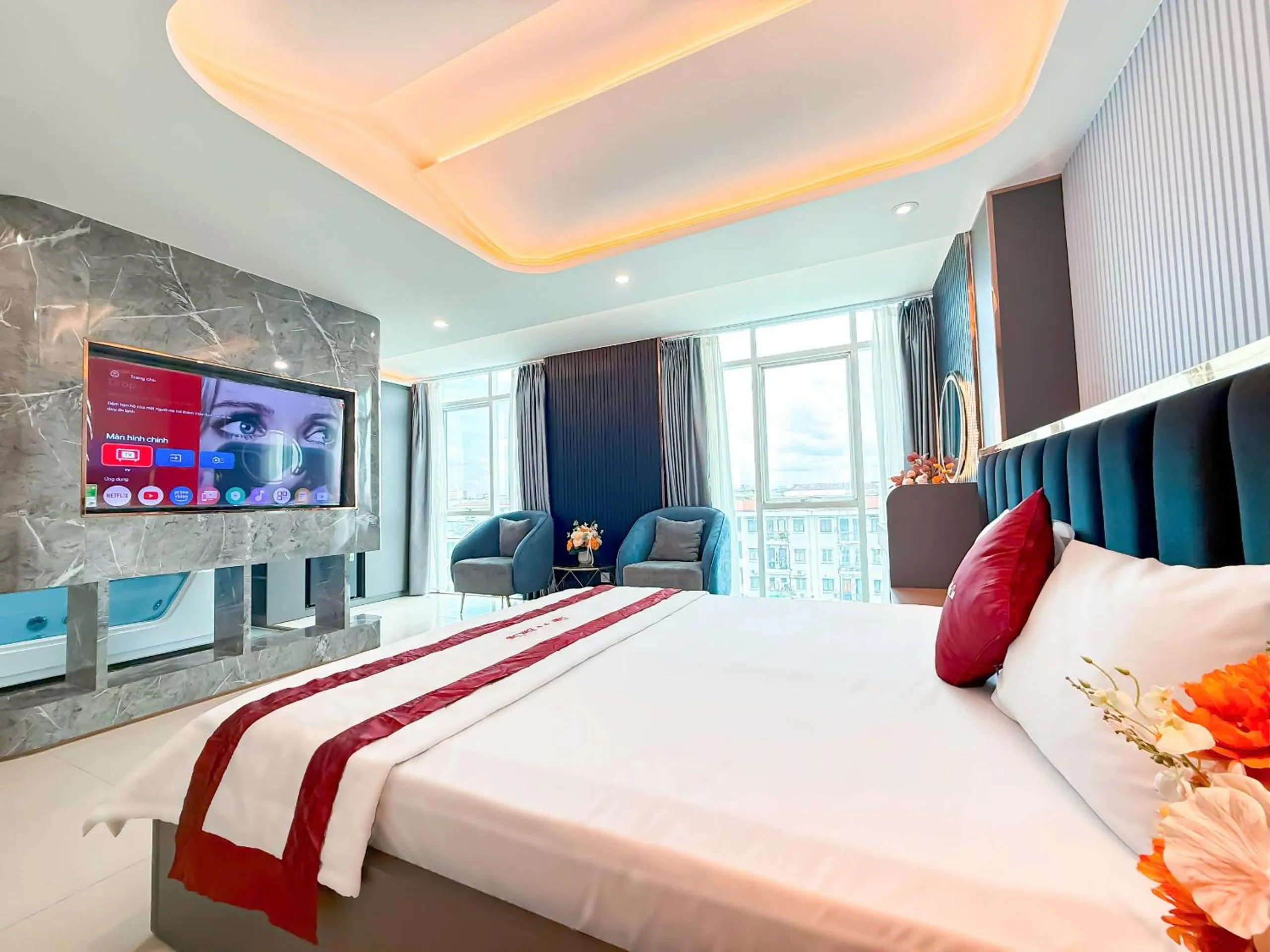 Bed in Bien Sao Hotel Duong Quang Ham