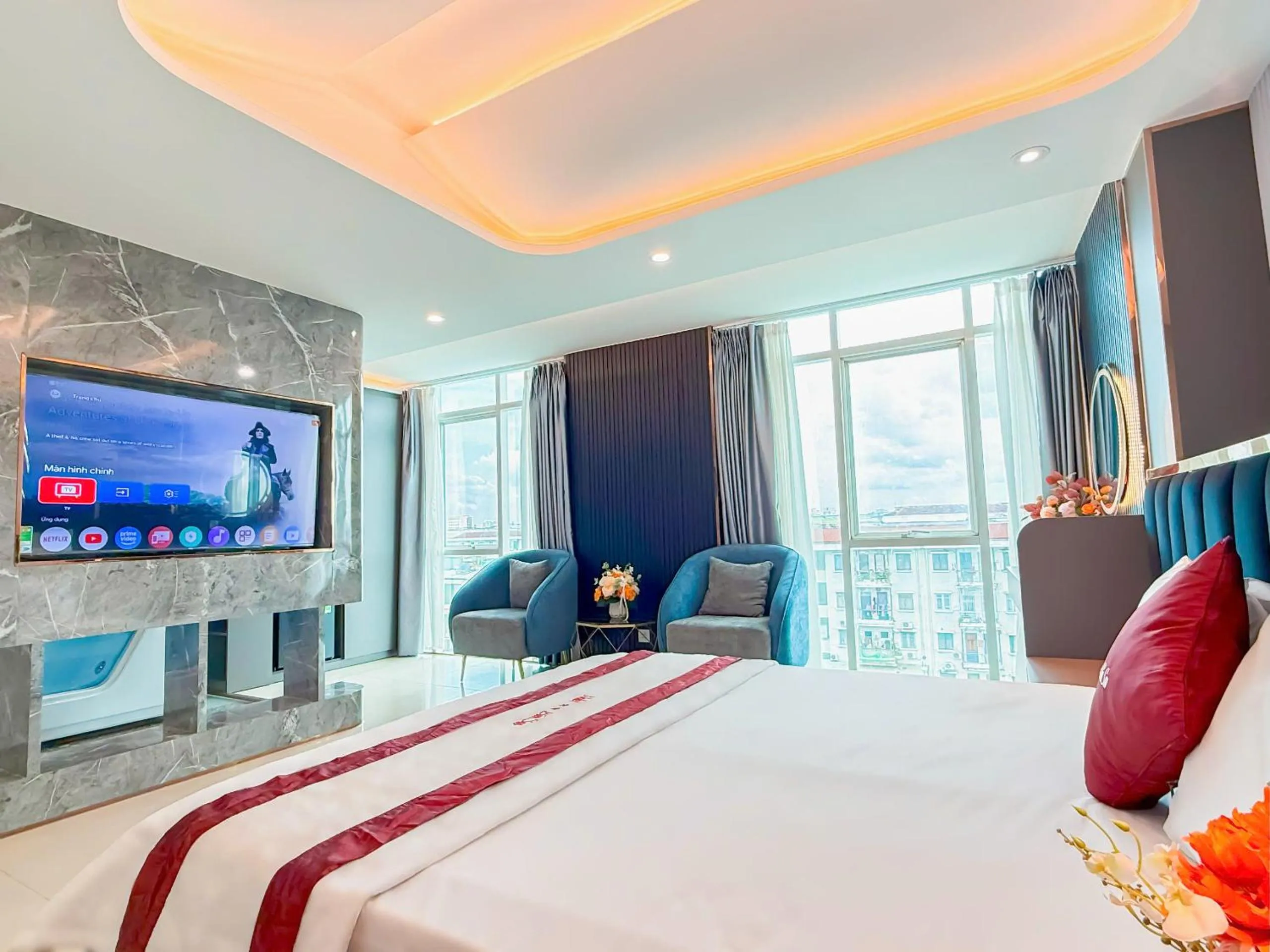 Bed in Bien Sao Hotel Duong Quang Ham