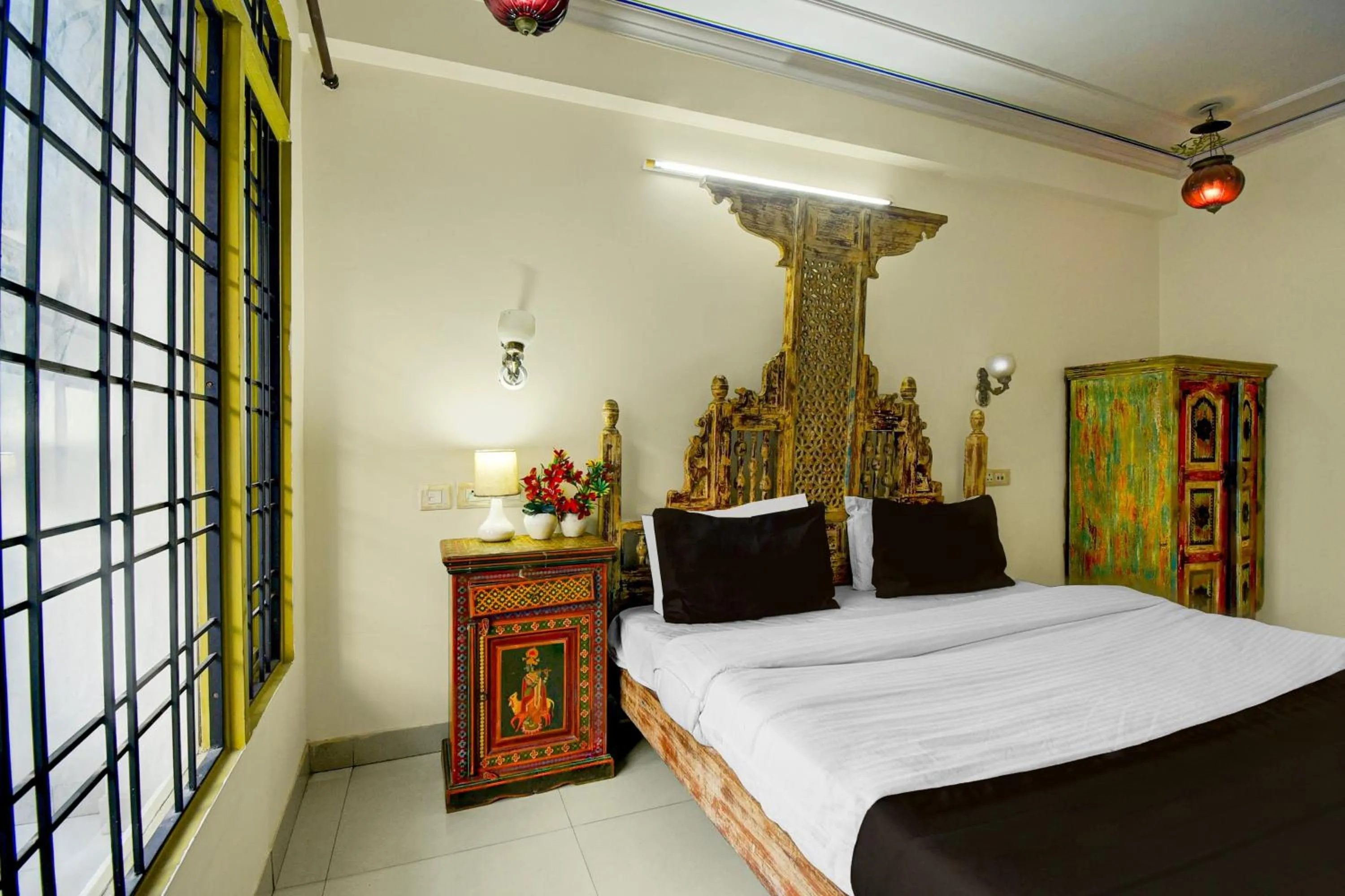 Bedroom, Bed in Collection O Jal Mahal Jaipur Formerly Little Ganesha Inn