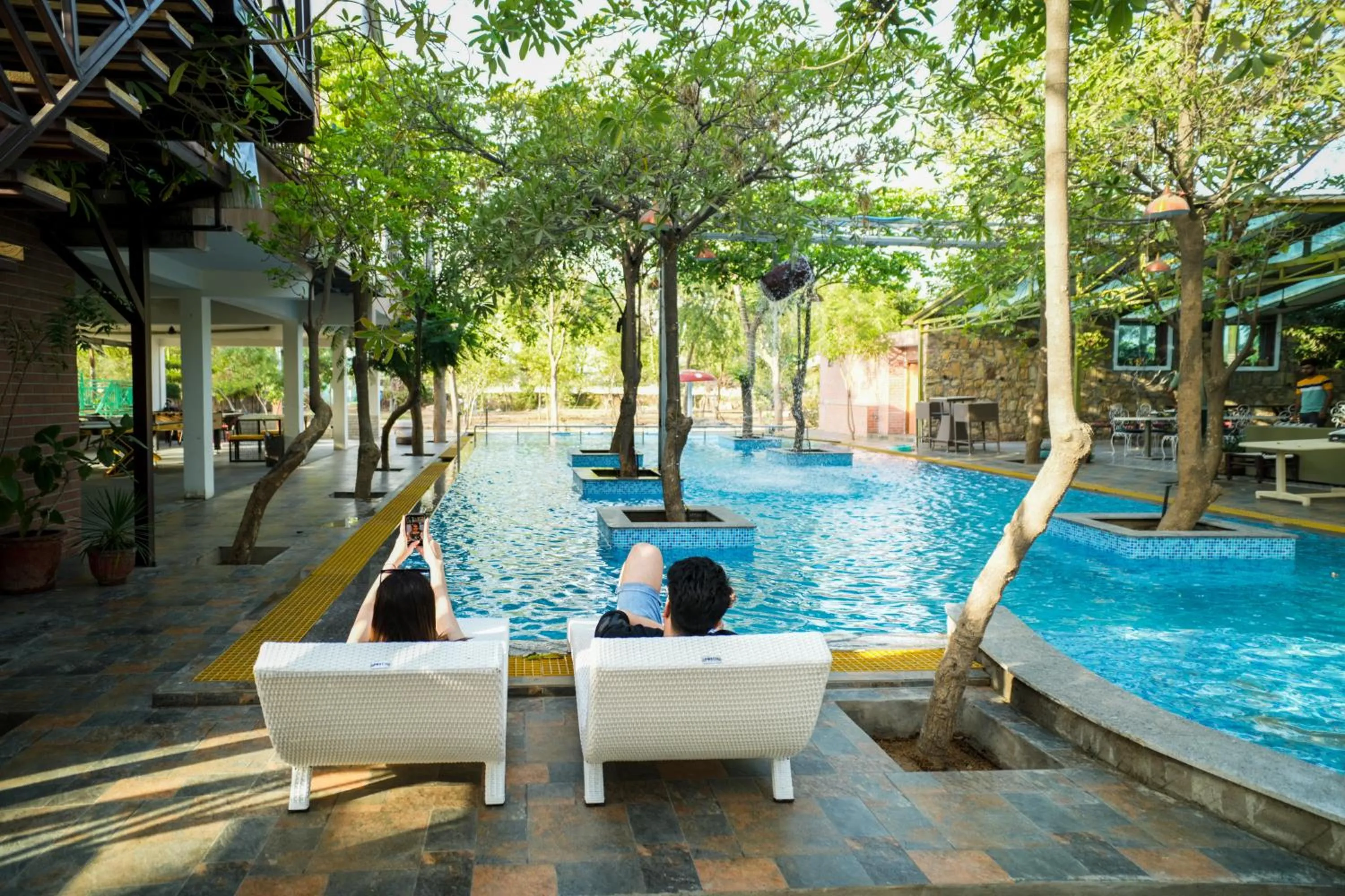 Pool view in Visamo Nalsarovar Resort, Ahmedabad