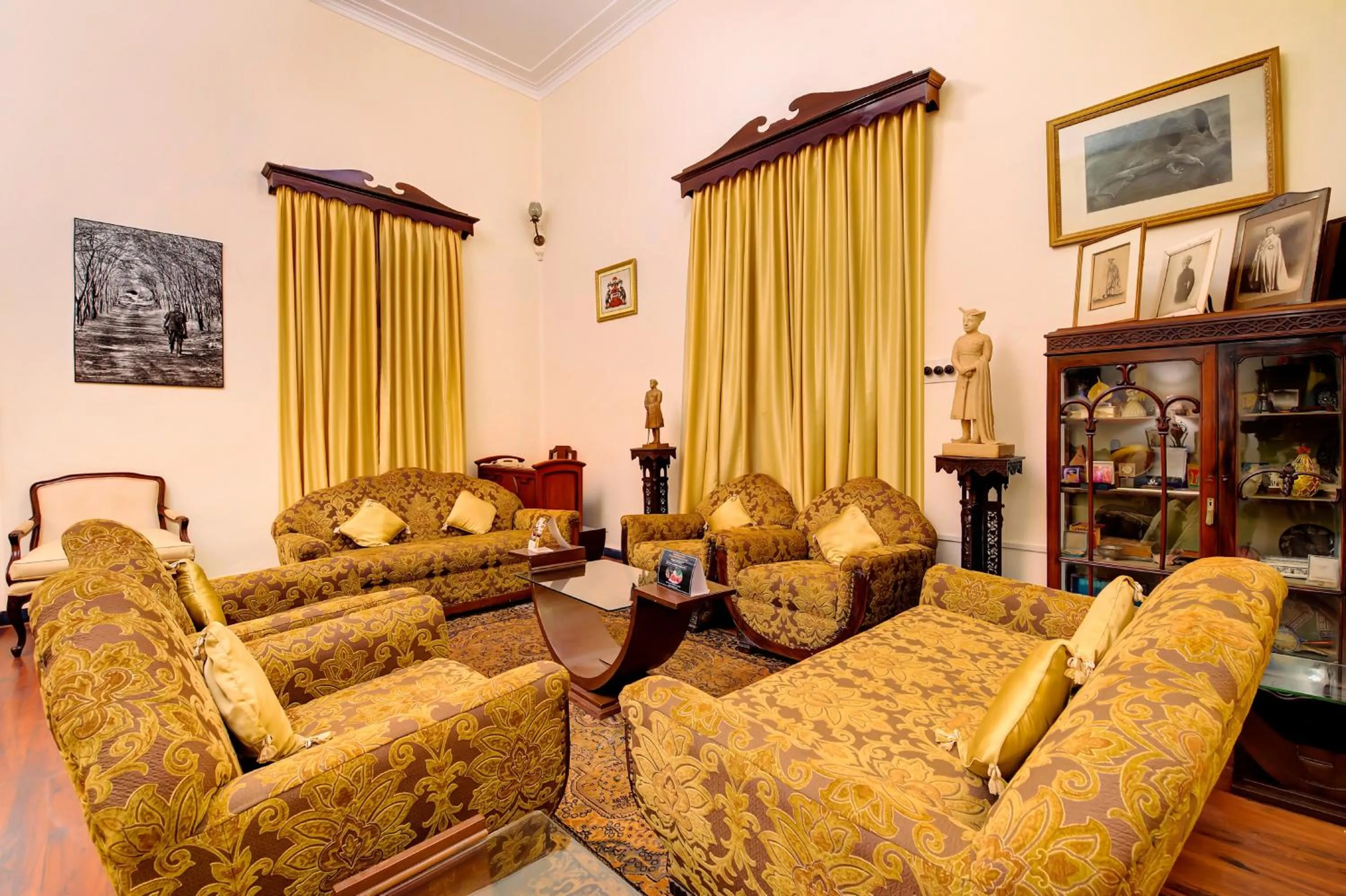 Seating area in WelcomHeritage Shivavilas Palace, HAMPI