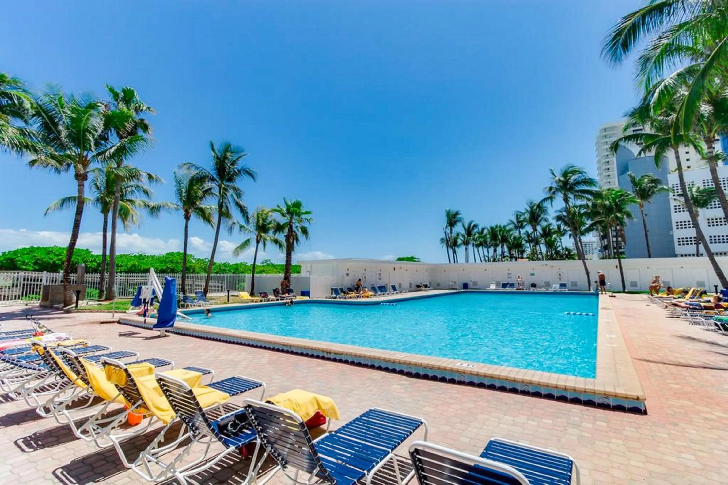 Pool view in Ocean Front Casablanca Studios with FULL KITCHENS & Beach access By BL Rentals