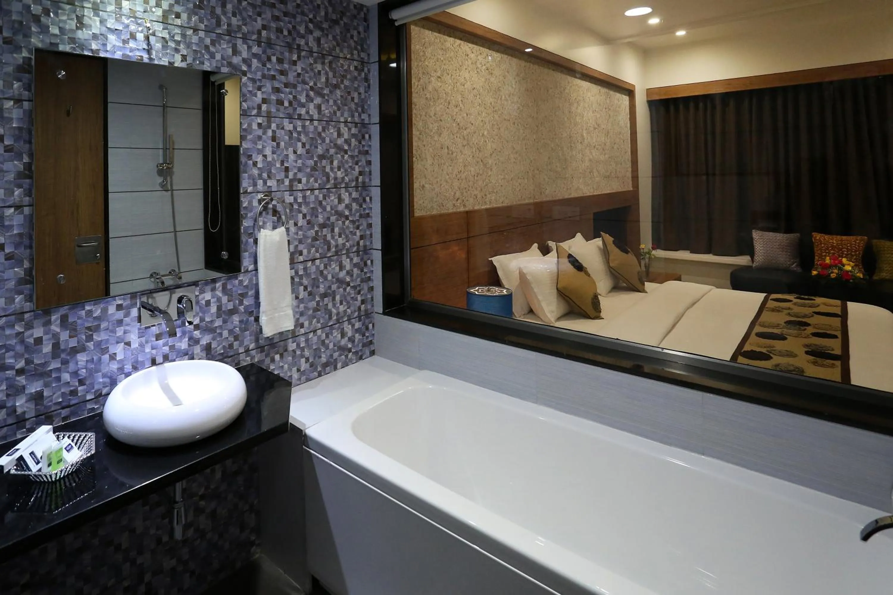 Bath, Bed in Grand Kailash Hotel