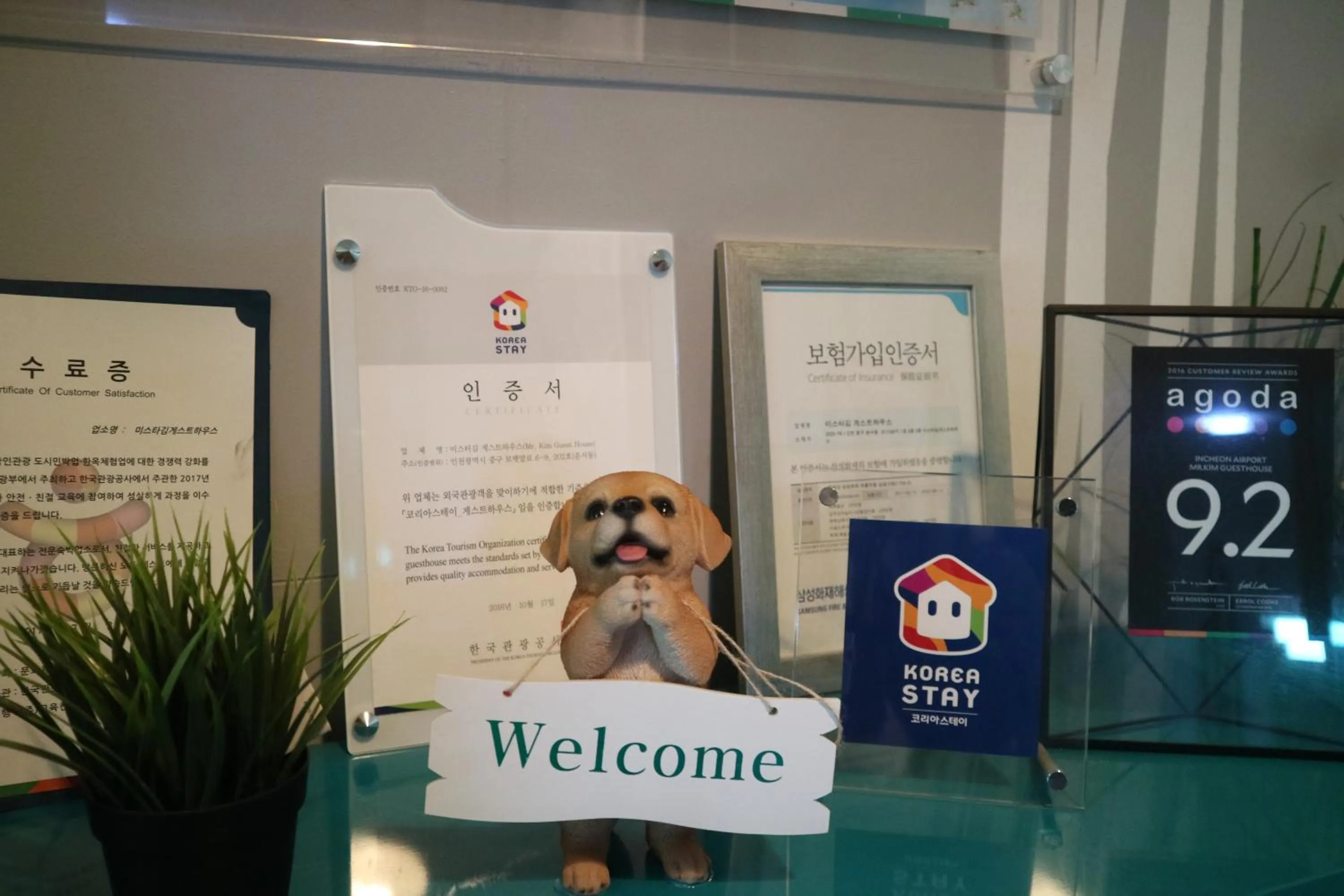 Logo/Certificate/Sign in Mr. Kim Guesthouse