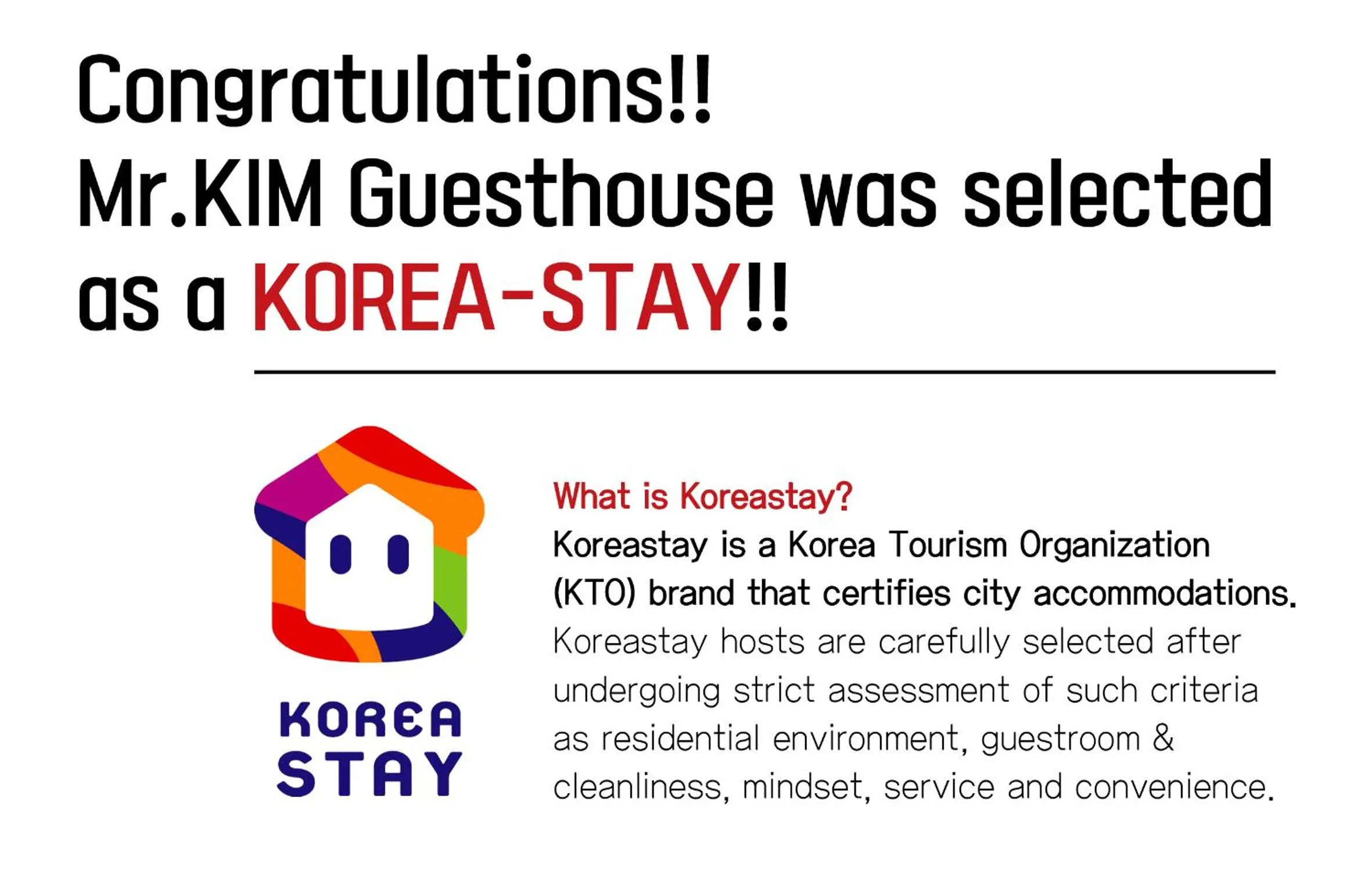 Certificate/Award in Mr. Kim Guesthouse