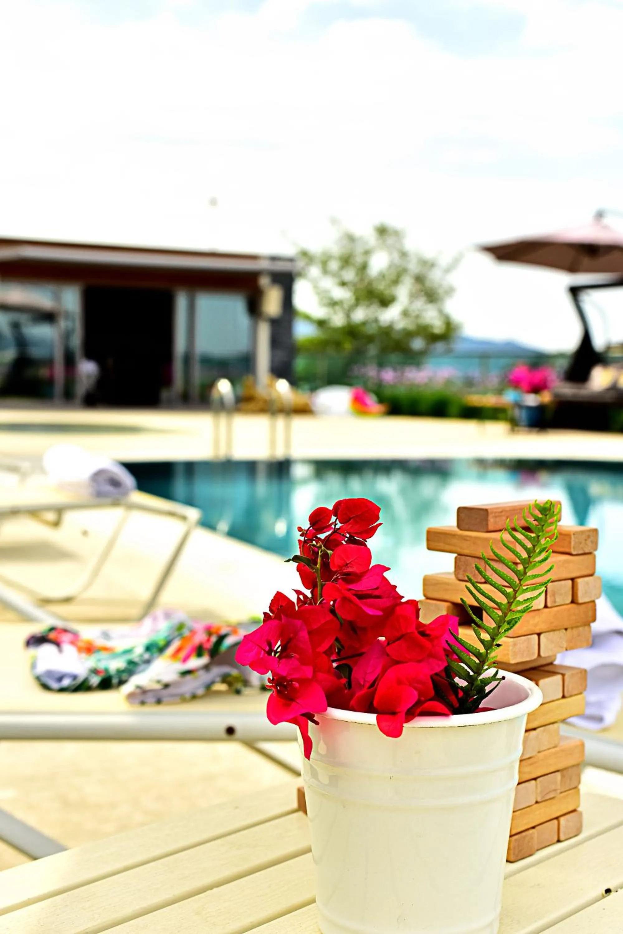 Pool view in Degirmenburnu Residence