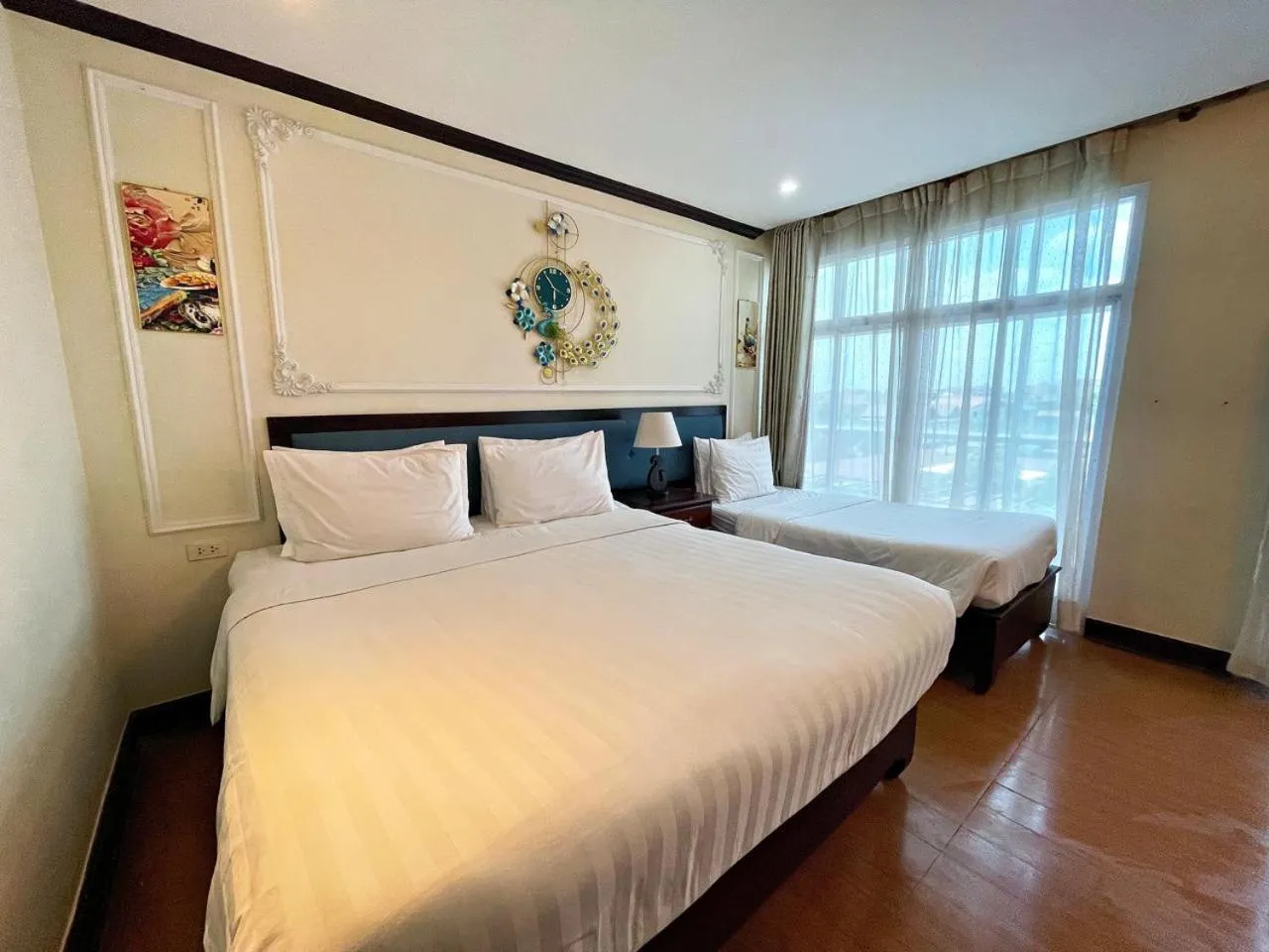 Bed in Vientiane Golden Sun Hotel