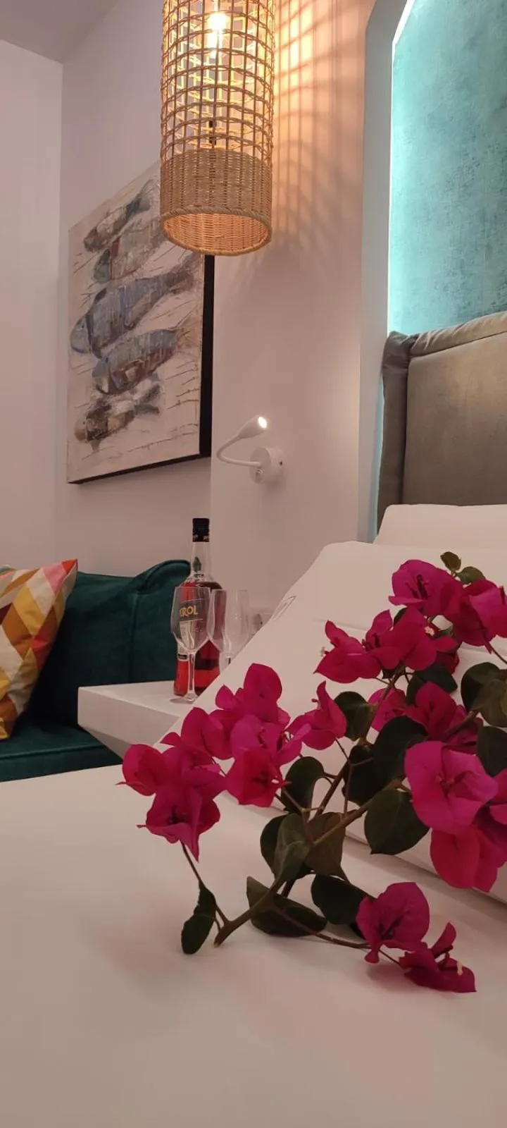 Decorative detail, Bed in Ilianthos Apartments & Rooms