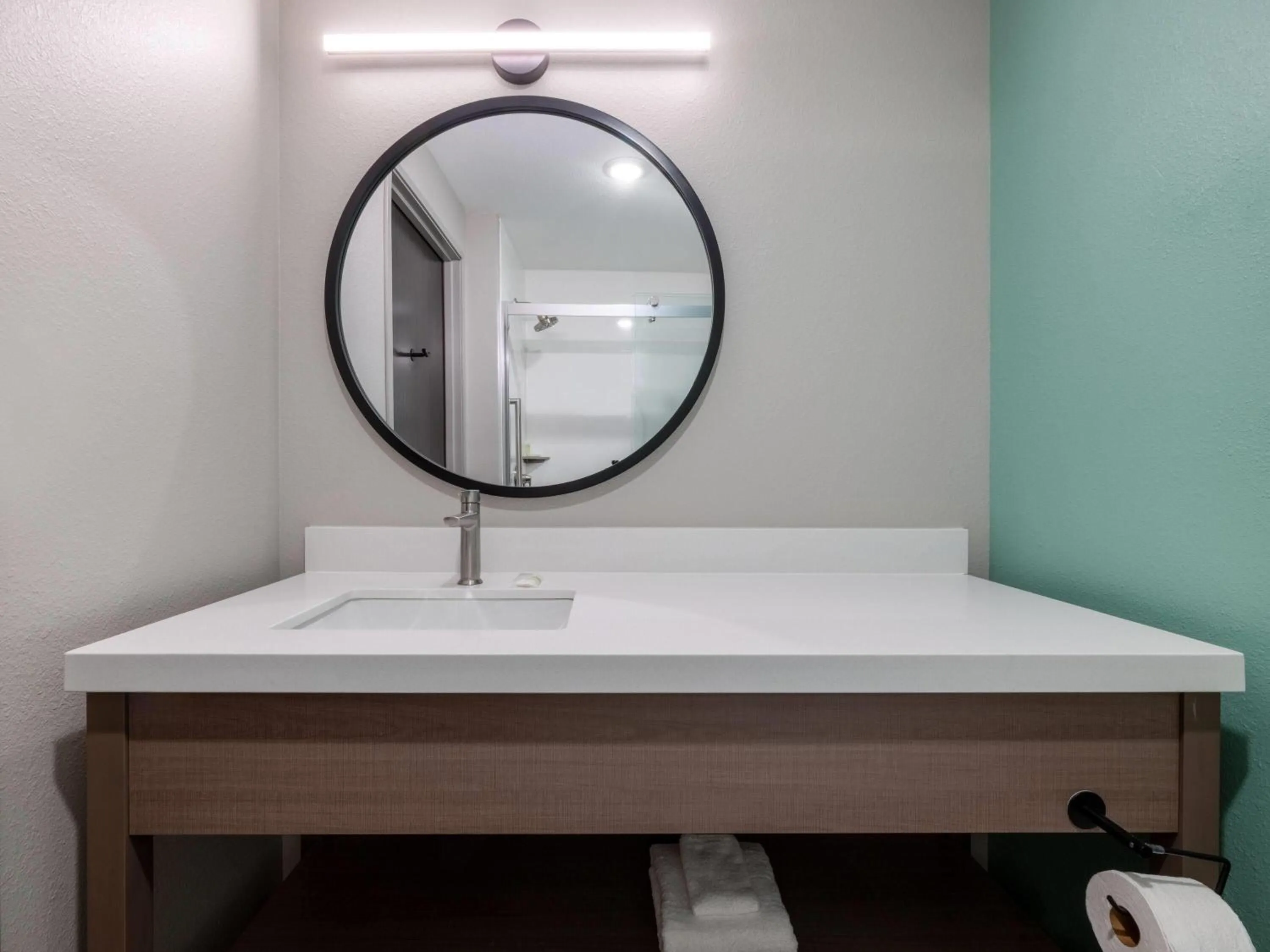 Bathroom in ECHO Suites Extended Stay by Wyndham Fort Worth Alliance