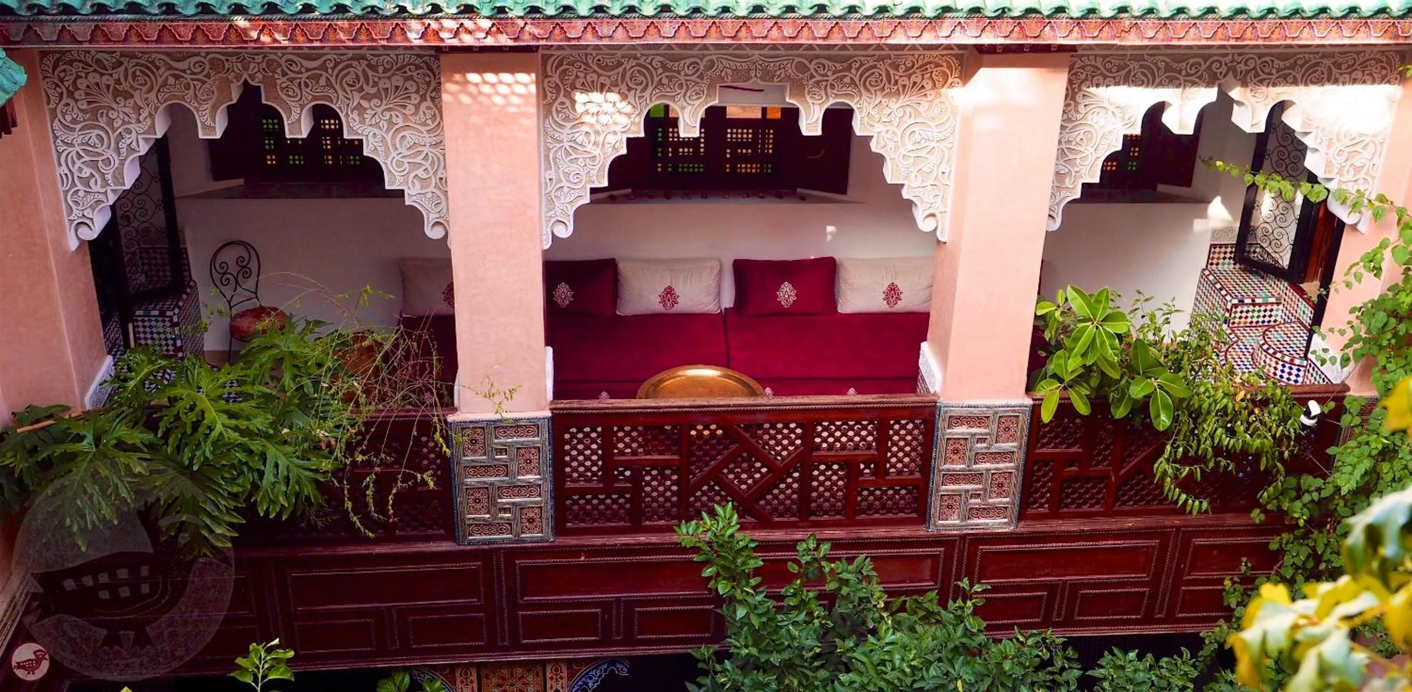 Communal lounge/ TV room in Riad Toyour- Riad of birds