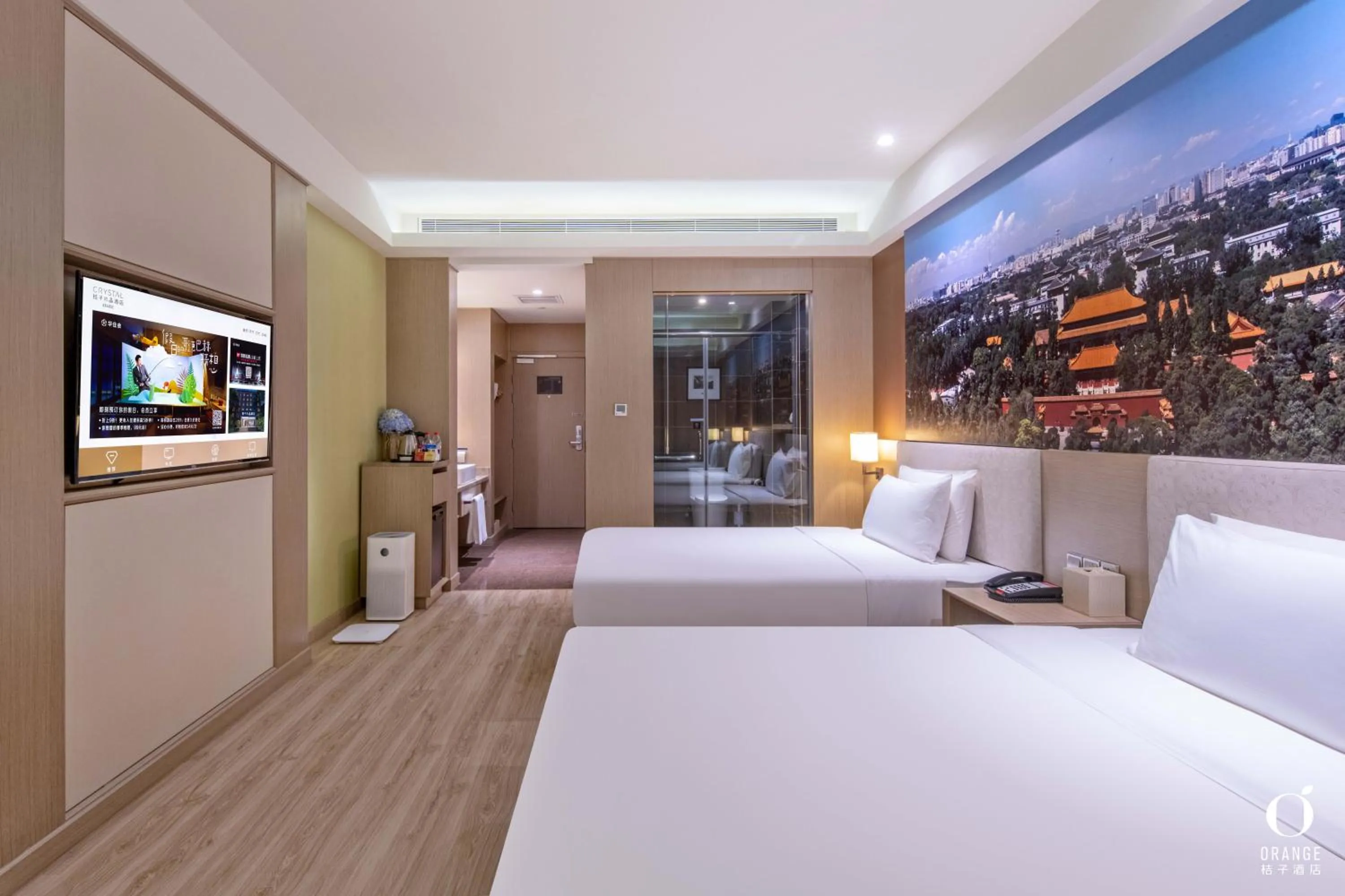 Bed in Orange Hotel Beijing Yizhuang Bridge Subway Station