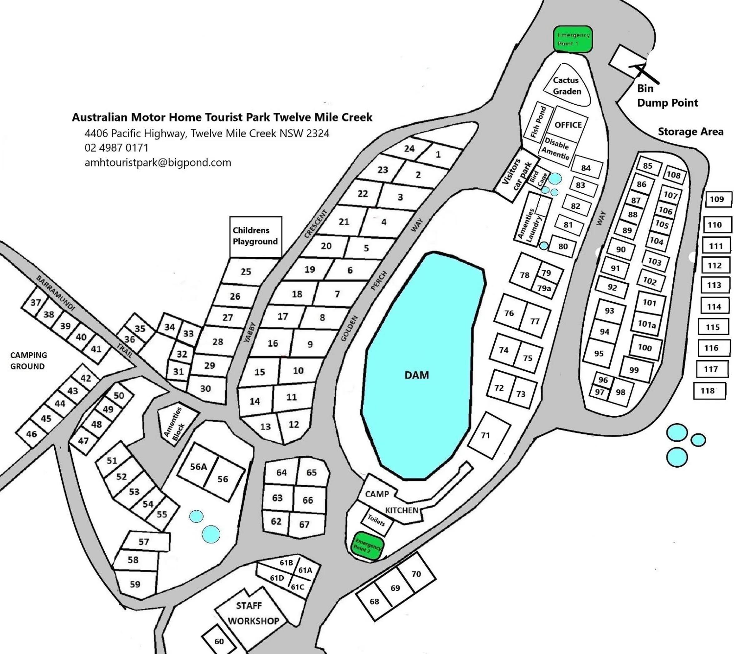 On site in Australian Motor Home Tourist Park Twelve Mile Creek