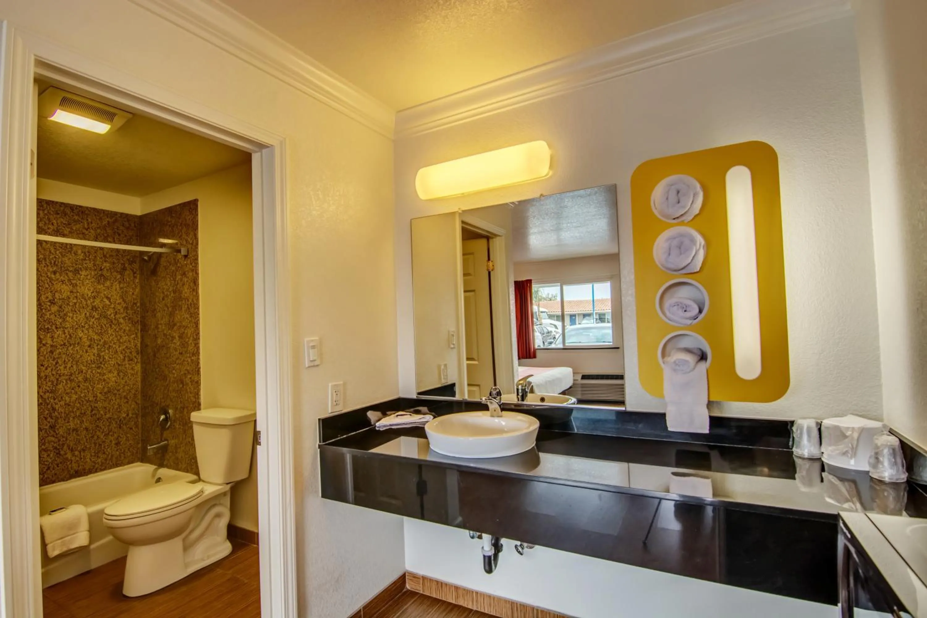 Bathroom in Motel 6 Manteca CA