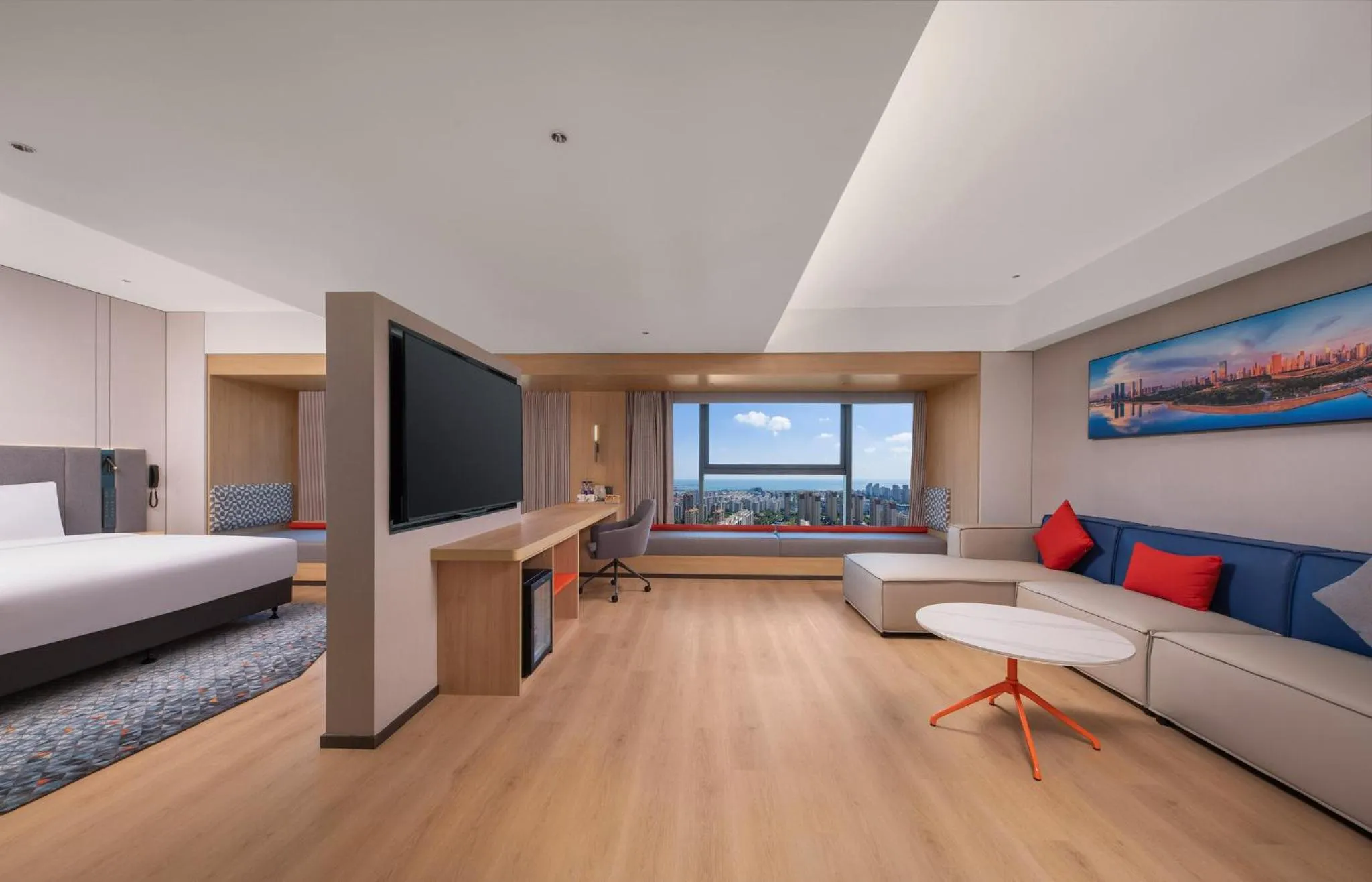 Photo of the whole room, Bed in Holiday Inn Express Rizhao Oriental Colorful City