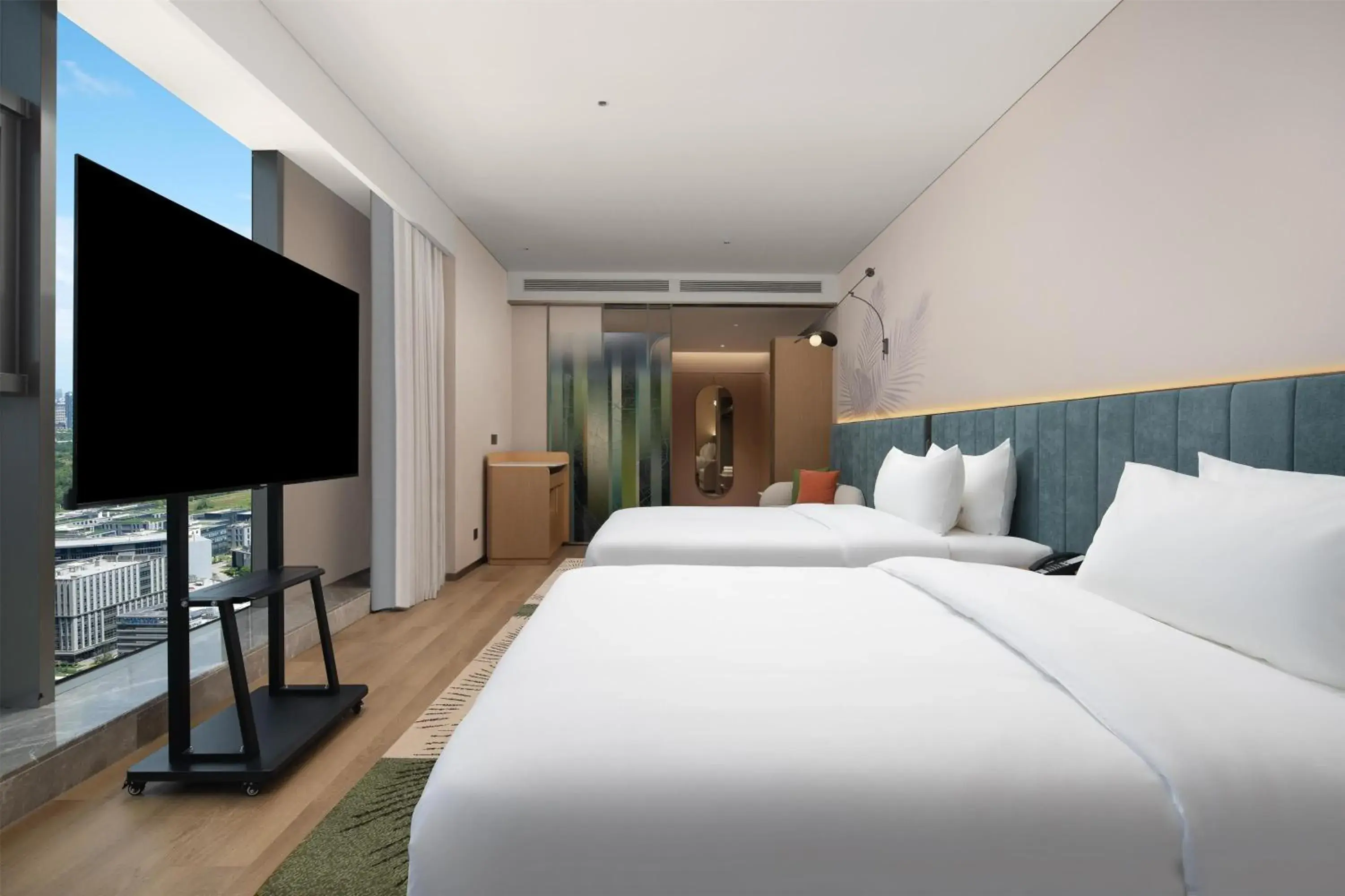 Deluxe Twin Room with Panoramic View in Hilton Garden Inn Wuhan Optics Valley Deluxe Twin Room with Panoramic View in Hilton Garden Inn Wuhan Optics Valley