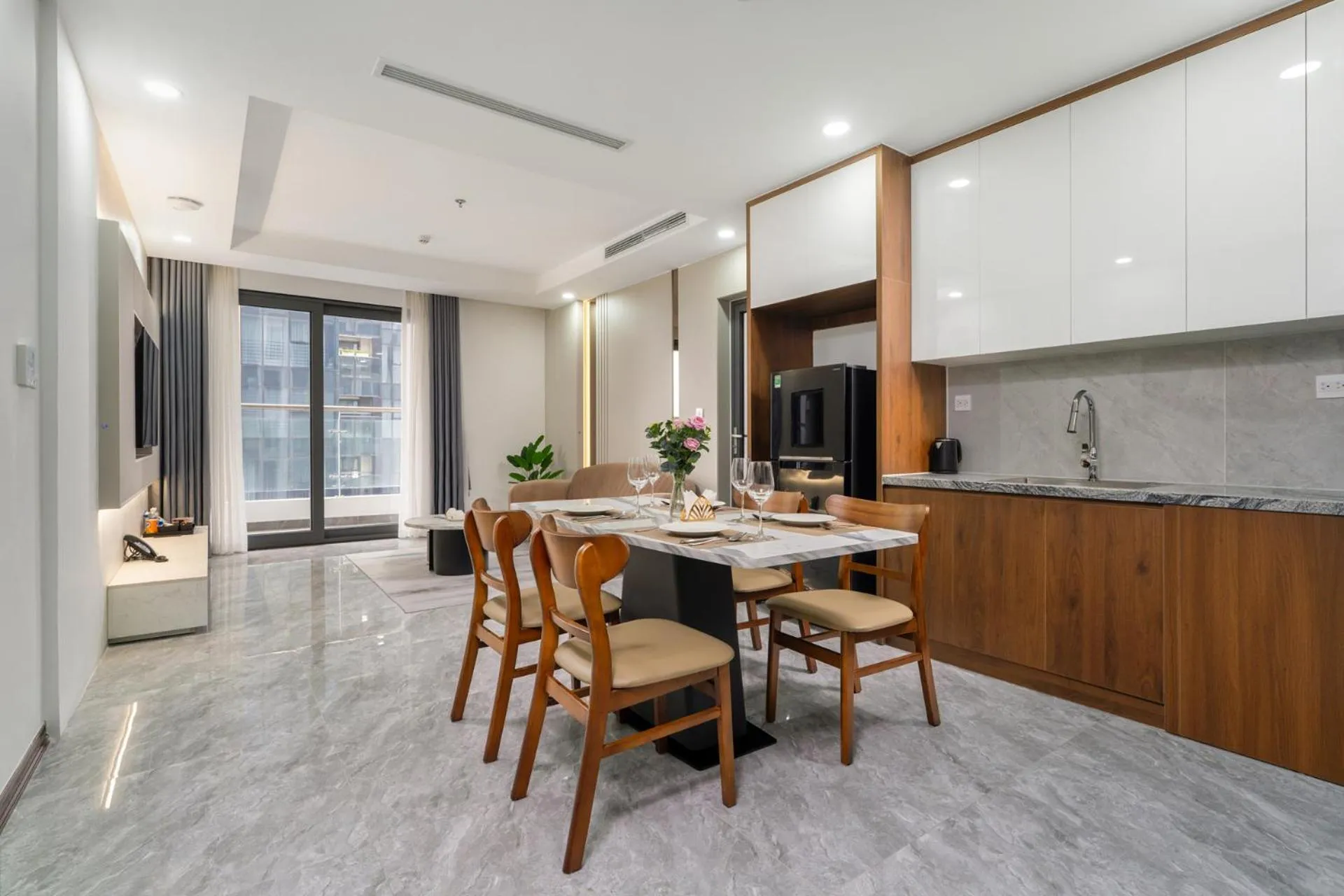 Kitchen or kitchenette in Aravelle Suites