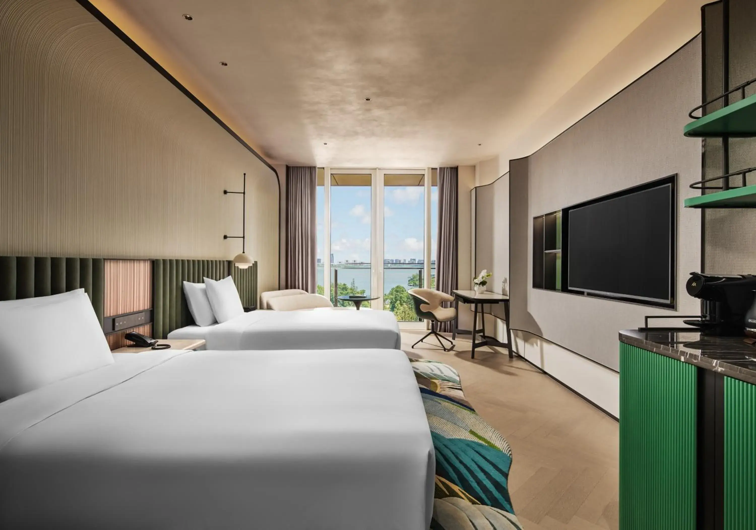 Standard Double Room with Two Double Beds, Balcony and Lake View in Hotel Indigo Shanghai Harbour City Standard Double Room with Two Double Beds, Balcony and Lake View in Hotel Indigo Shanghai Harbour City