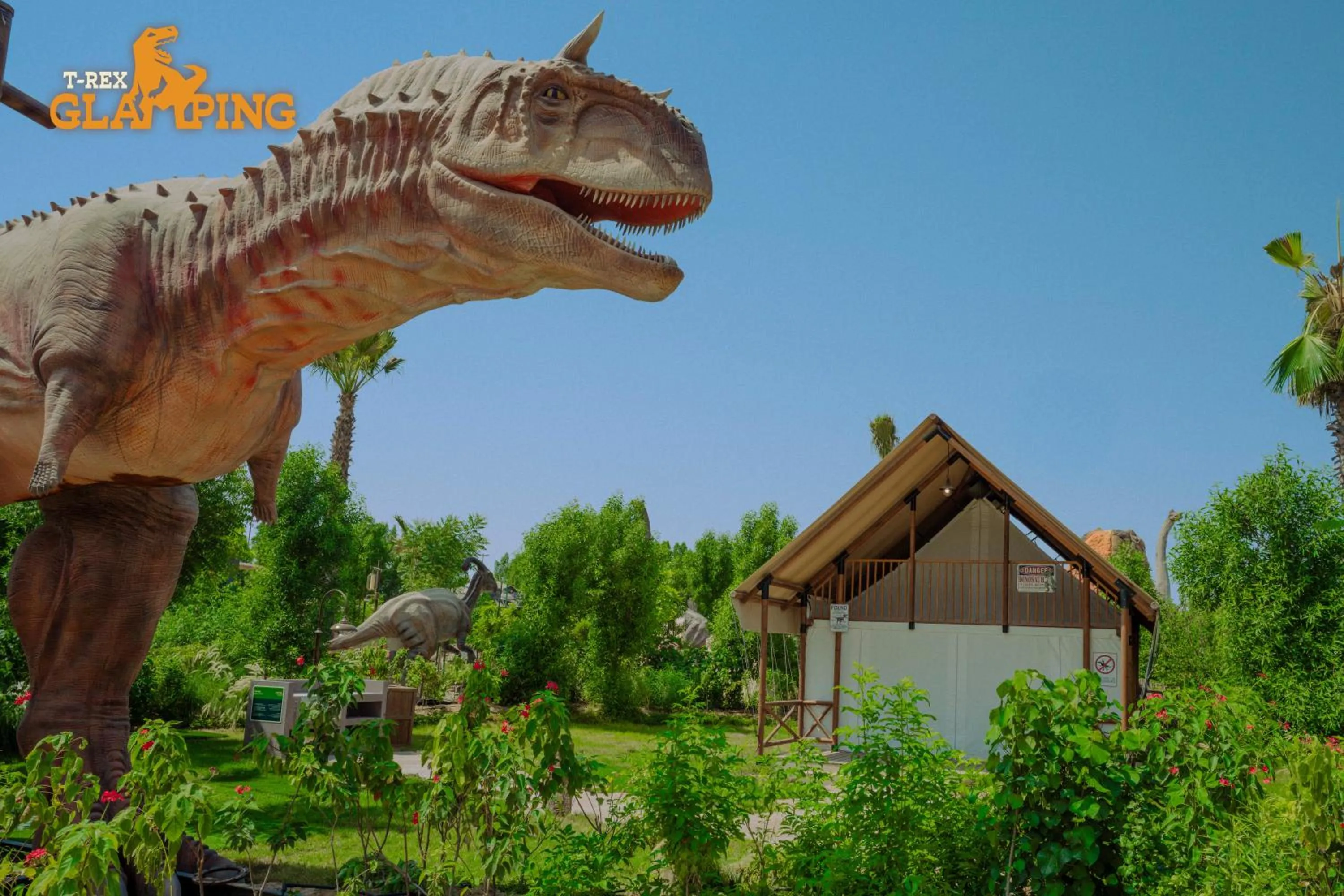 Day in T-Rex Glamping, Including Free Access to Dubai Parks and Resorts