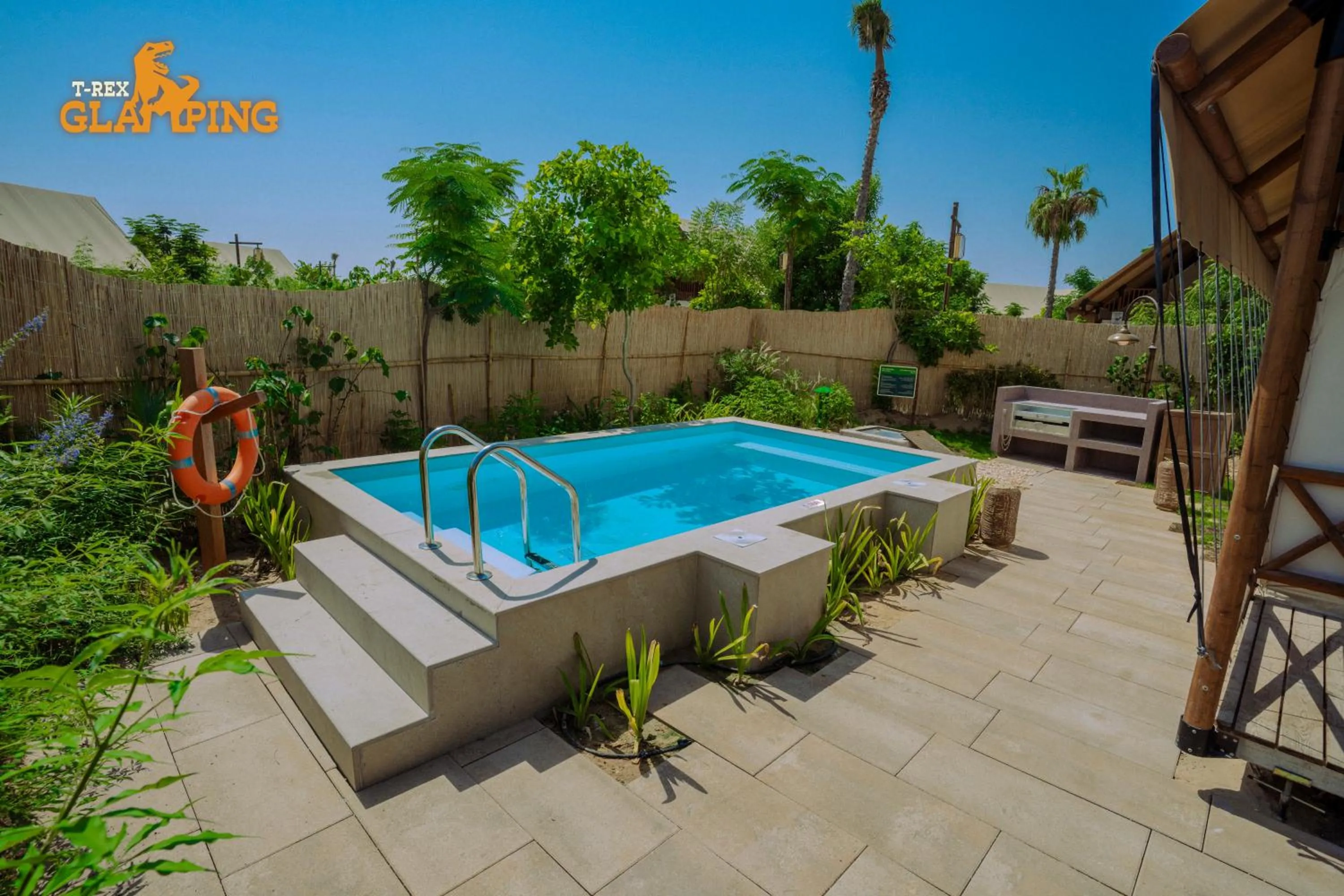 Pool view in T-Rex Glamping, Including Free Access to Dubai Parks and Resorts