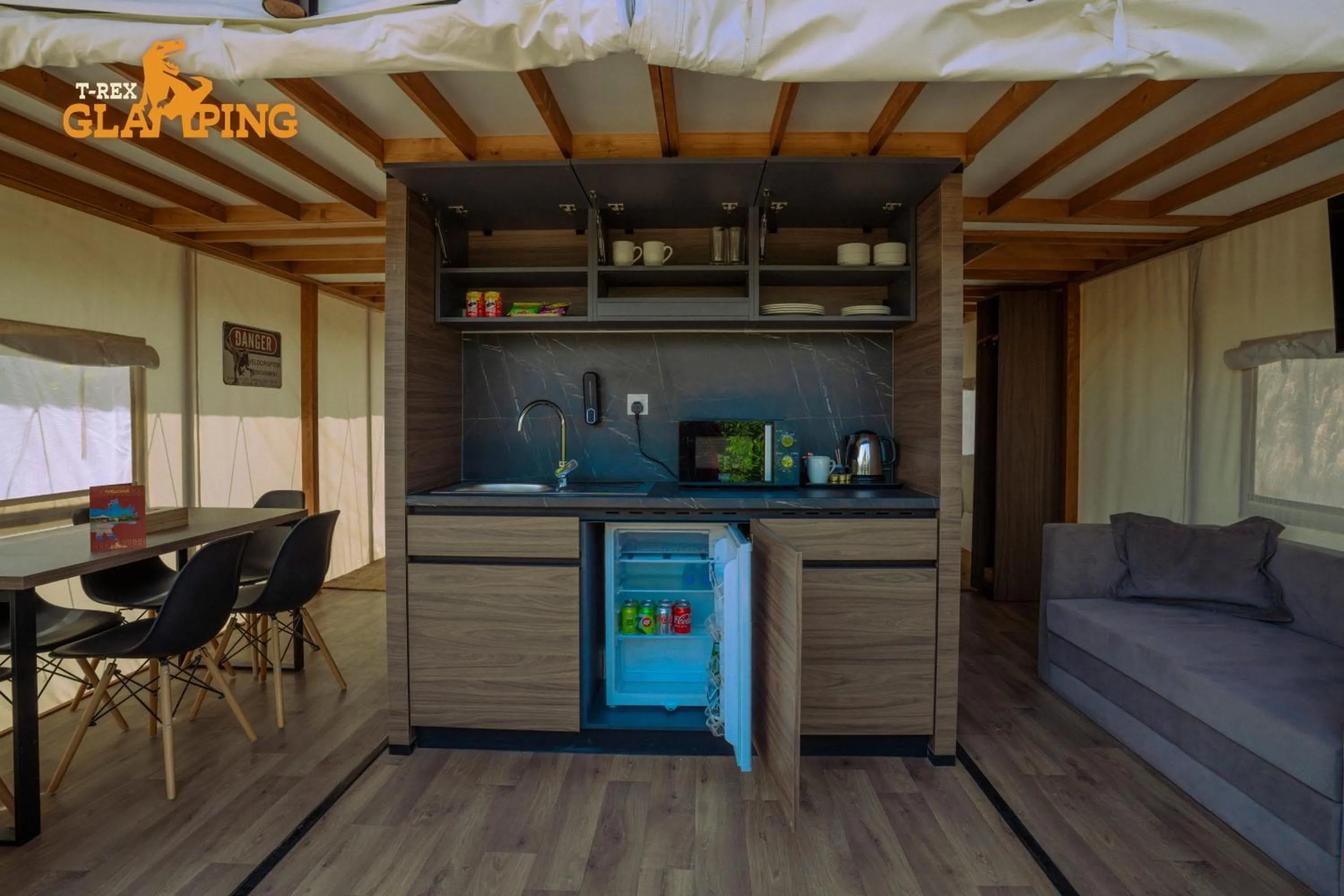 Living room in T-Rex Glamping, Including Free Access to Dubai Parks and Resorts