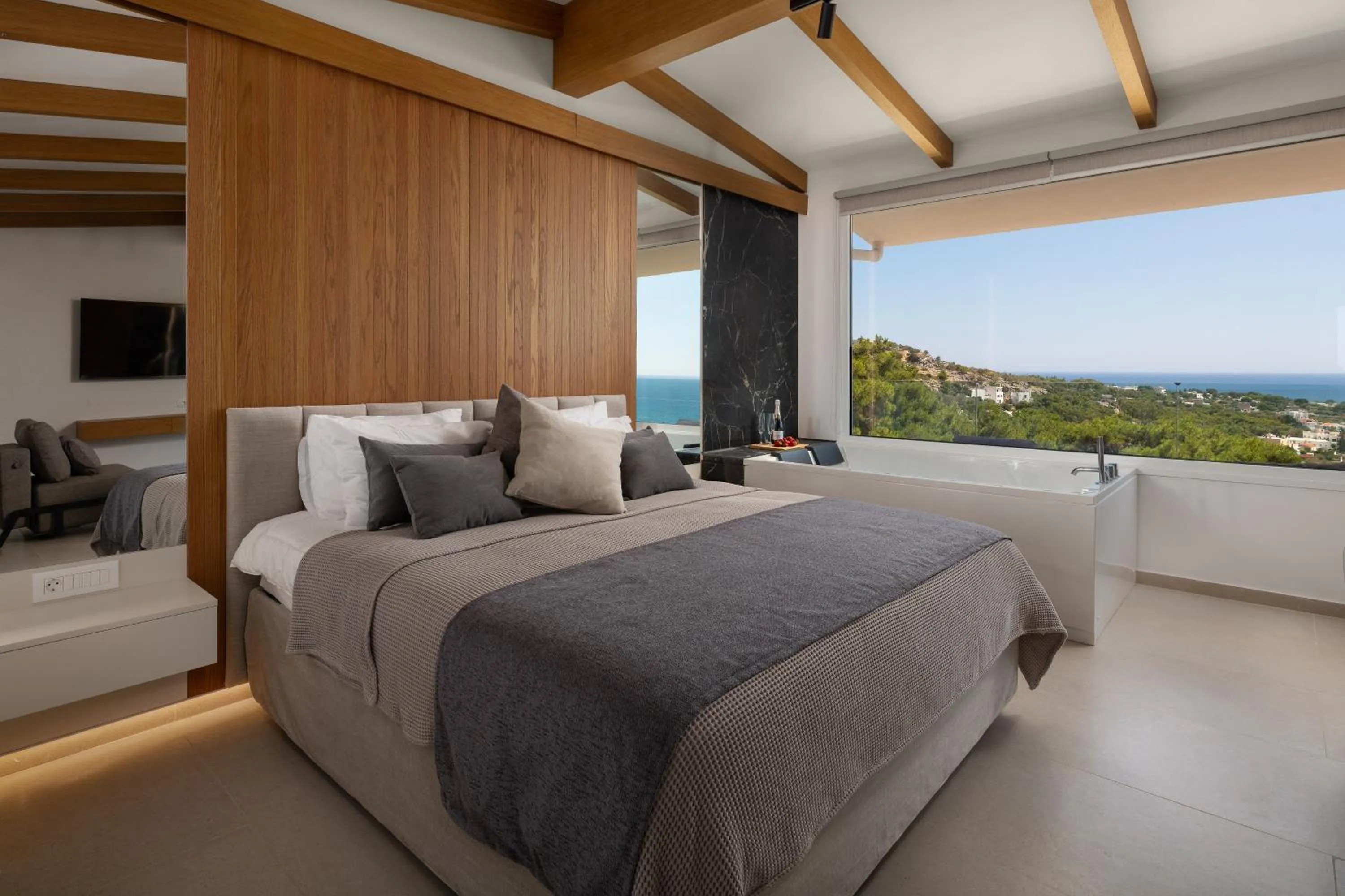 Bed in Pefkos View Suites & Maisonette