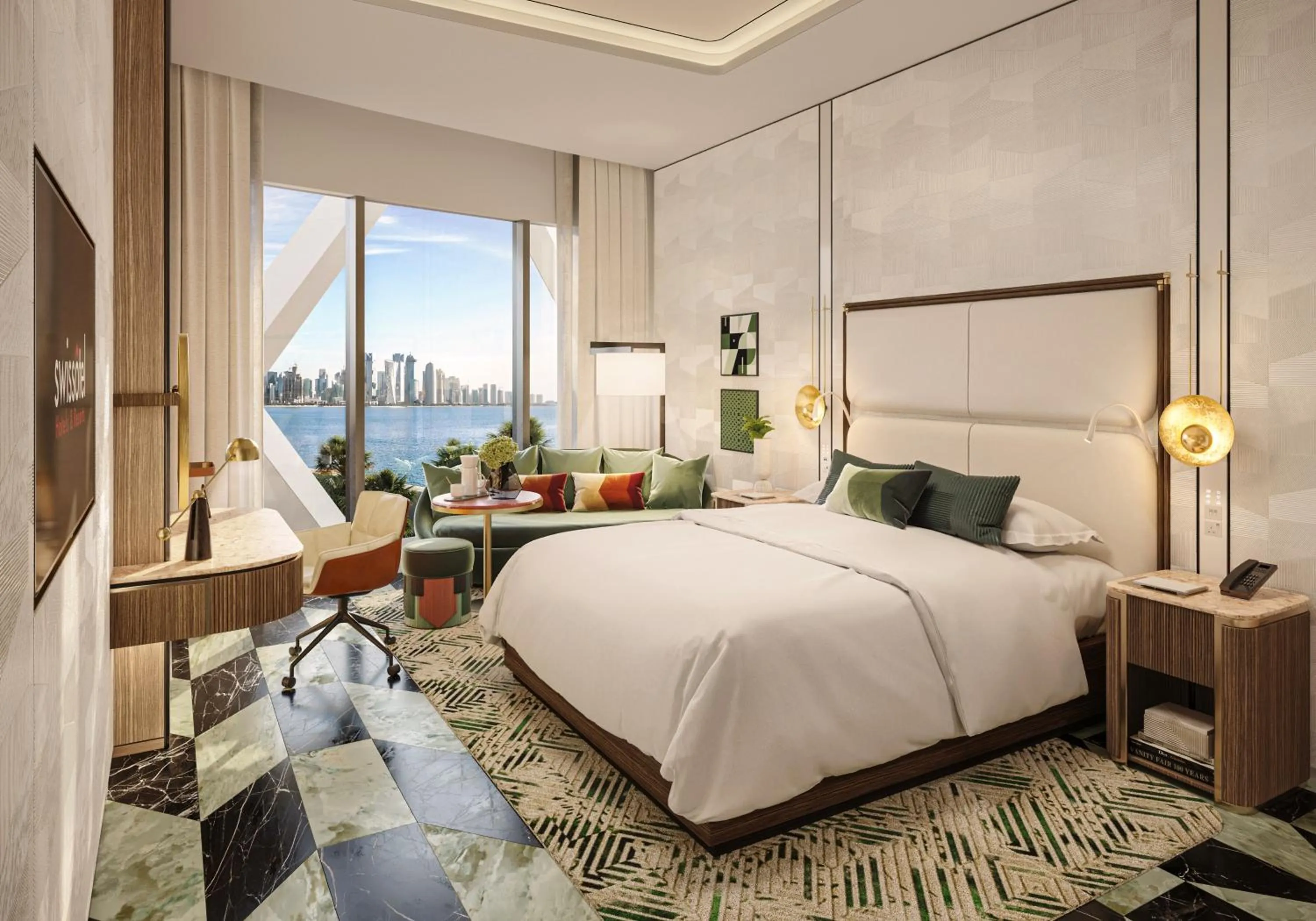 Bed in Swissôtel Corniche Park Towers Doha