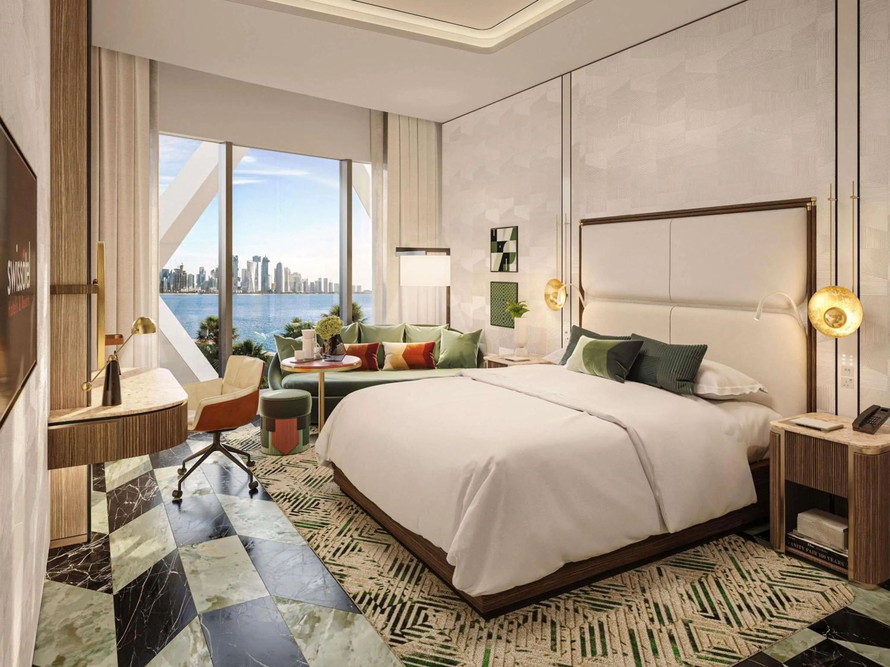 Photo of the whole room, Bed in Swissôtel Corniche Park Towers Doha