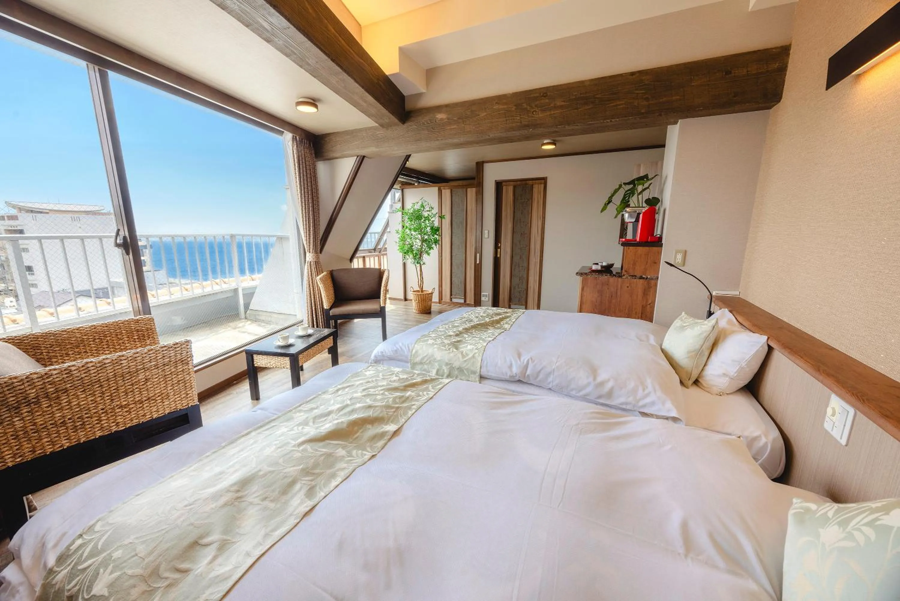 View (from property/room), Bed in Shinyu no Yado SAZANA