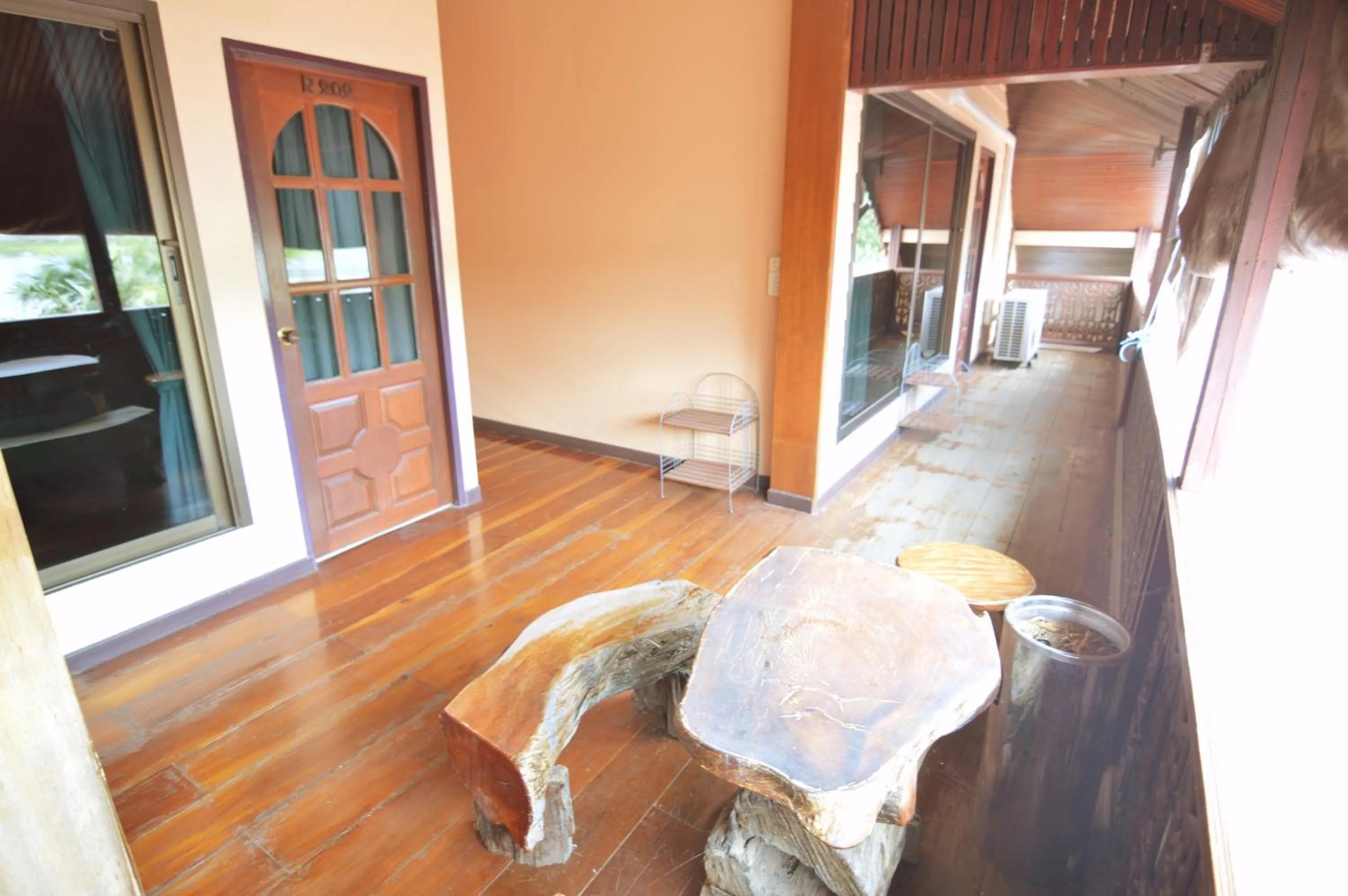 Balcony/Terrace, Bed in Techno Riverview Resort