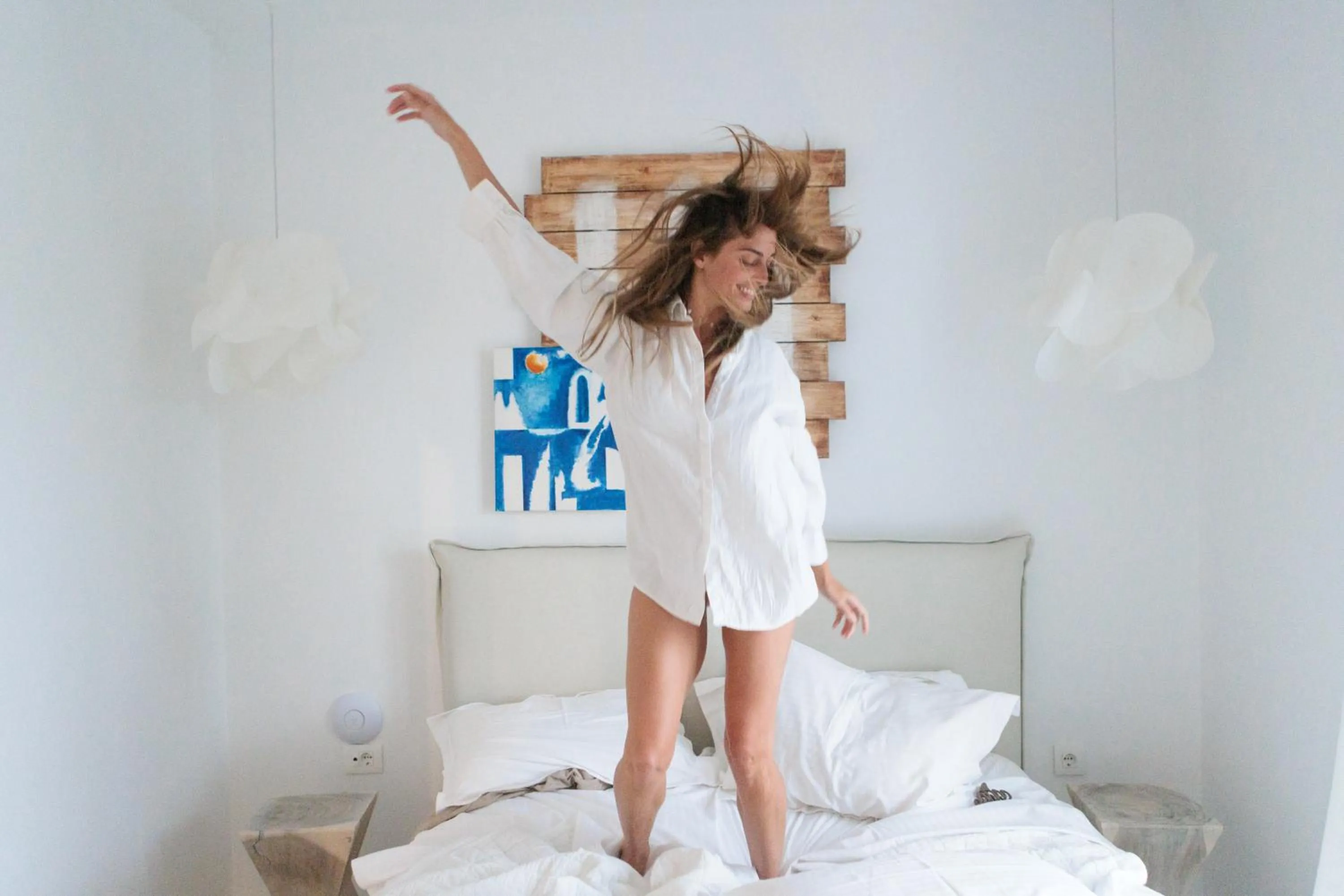 Bed in Halcyon Suites and Villas Naxos