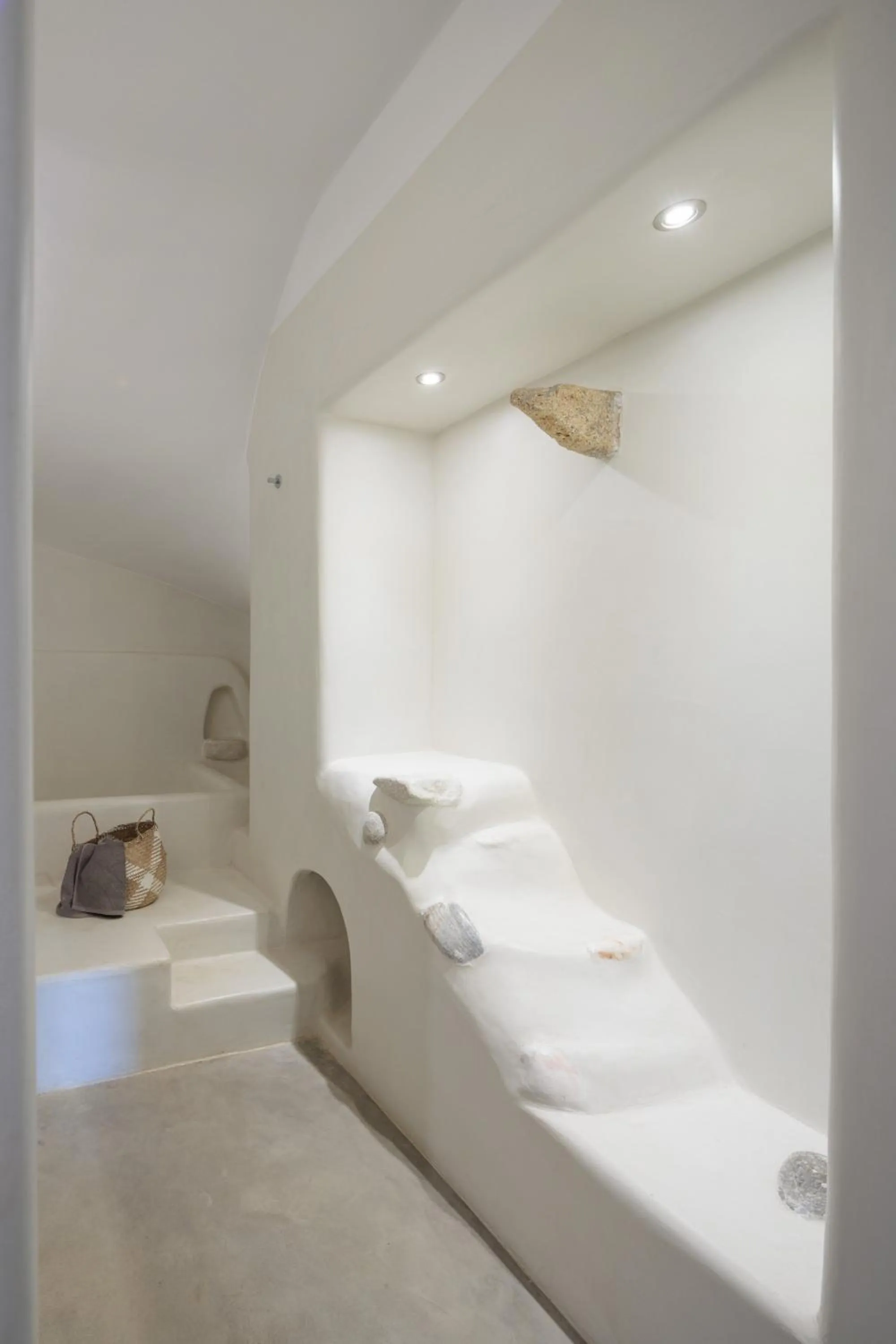 Bathroom, Bed in Halcyon Suites and Villas Naxos