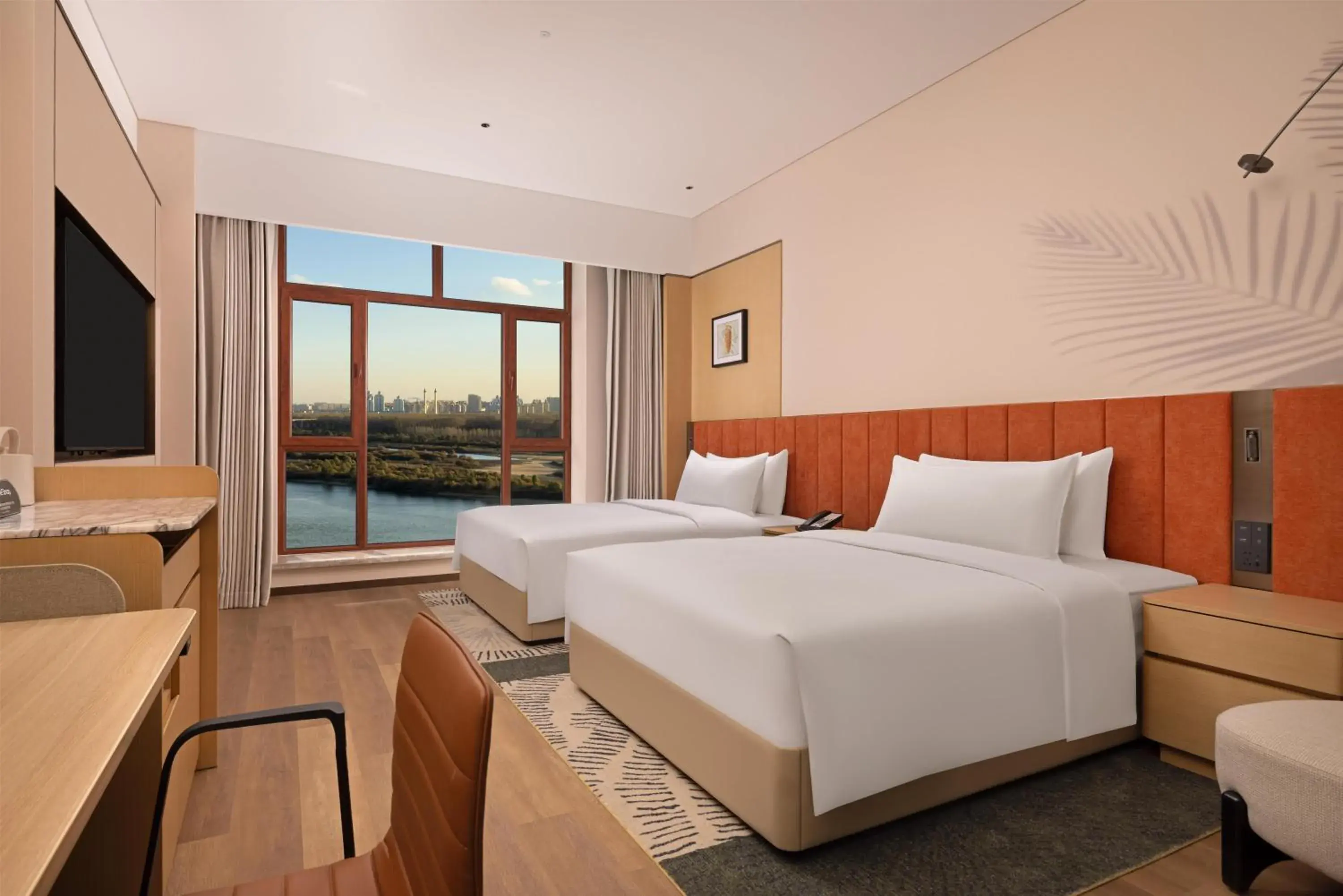 Twin Room with River View in Hilton Garden Inn Songyuan Ningjiang Twin Room with River View in Hilton Garden Inn Songyuan Ningjiang