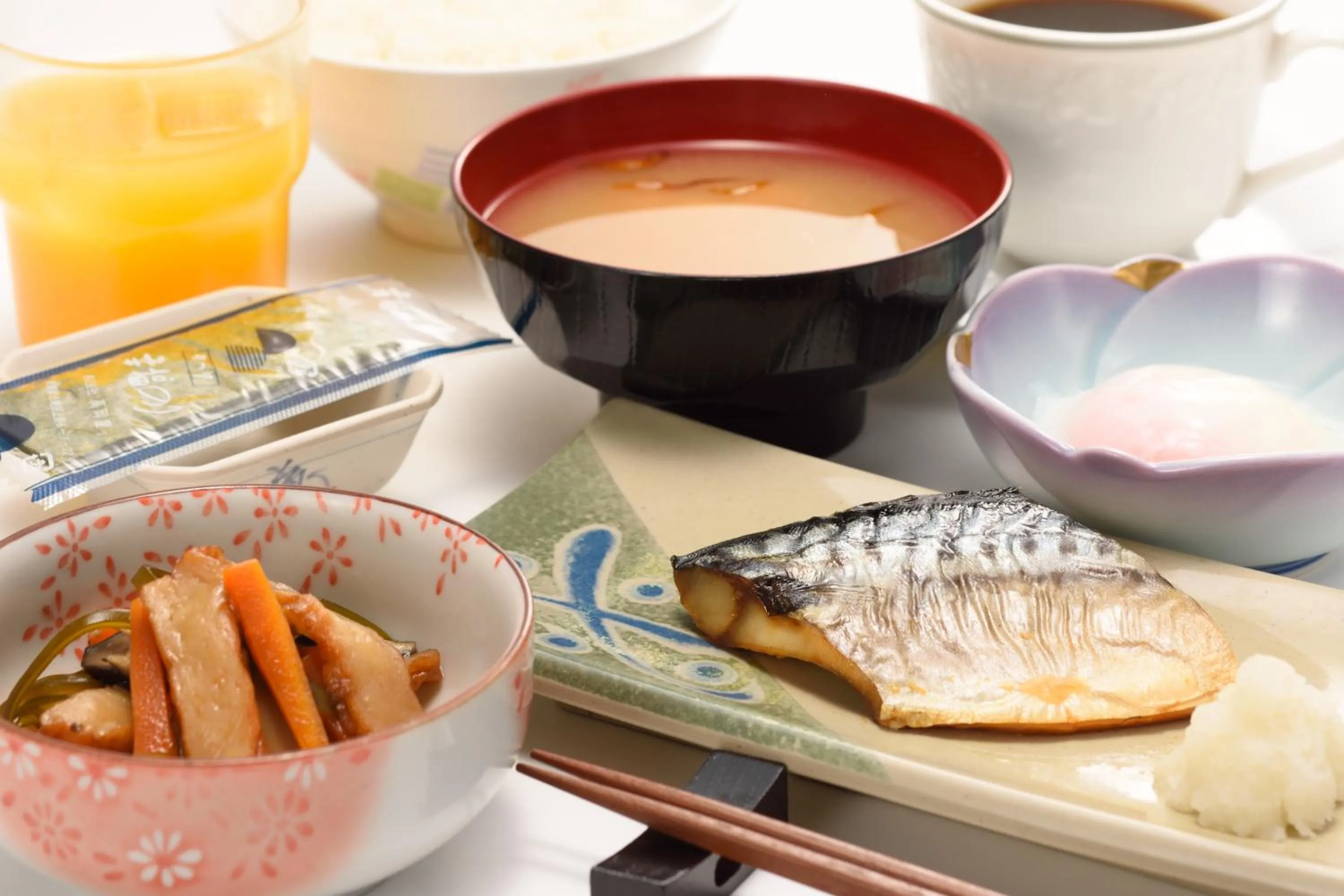 Asian breakfast in Green Hotel Kitakami