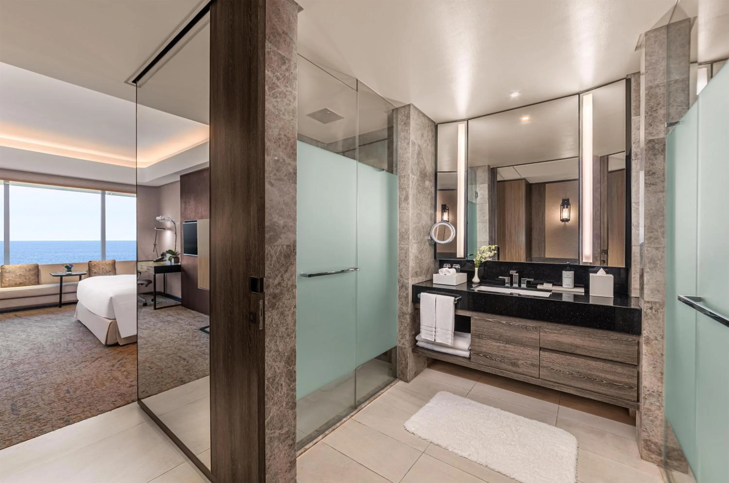 Bathroom, Bed in Conrad Manila