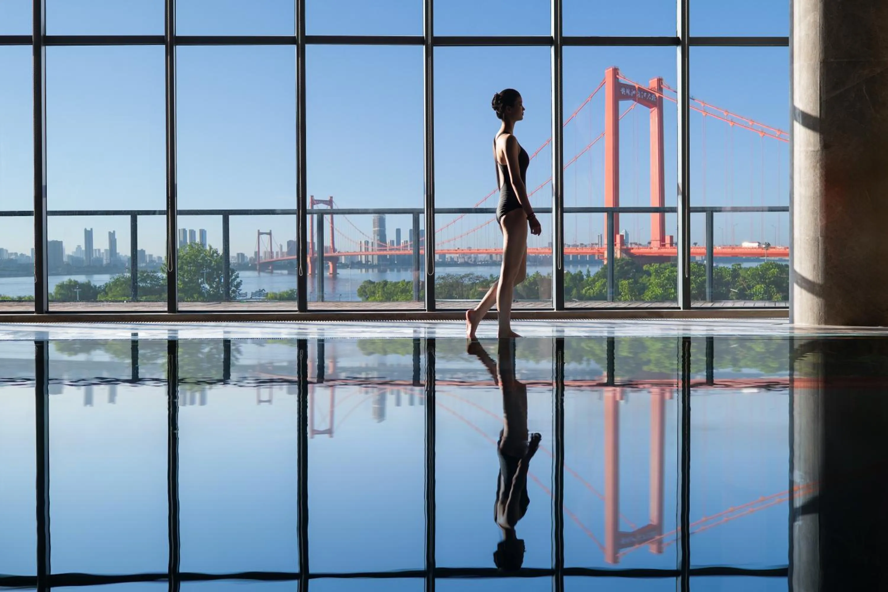 Swimming pool in Hilton Wuhan Yangtze Riverside
