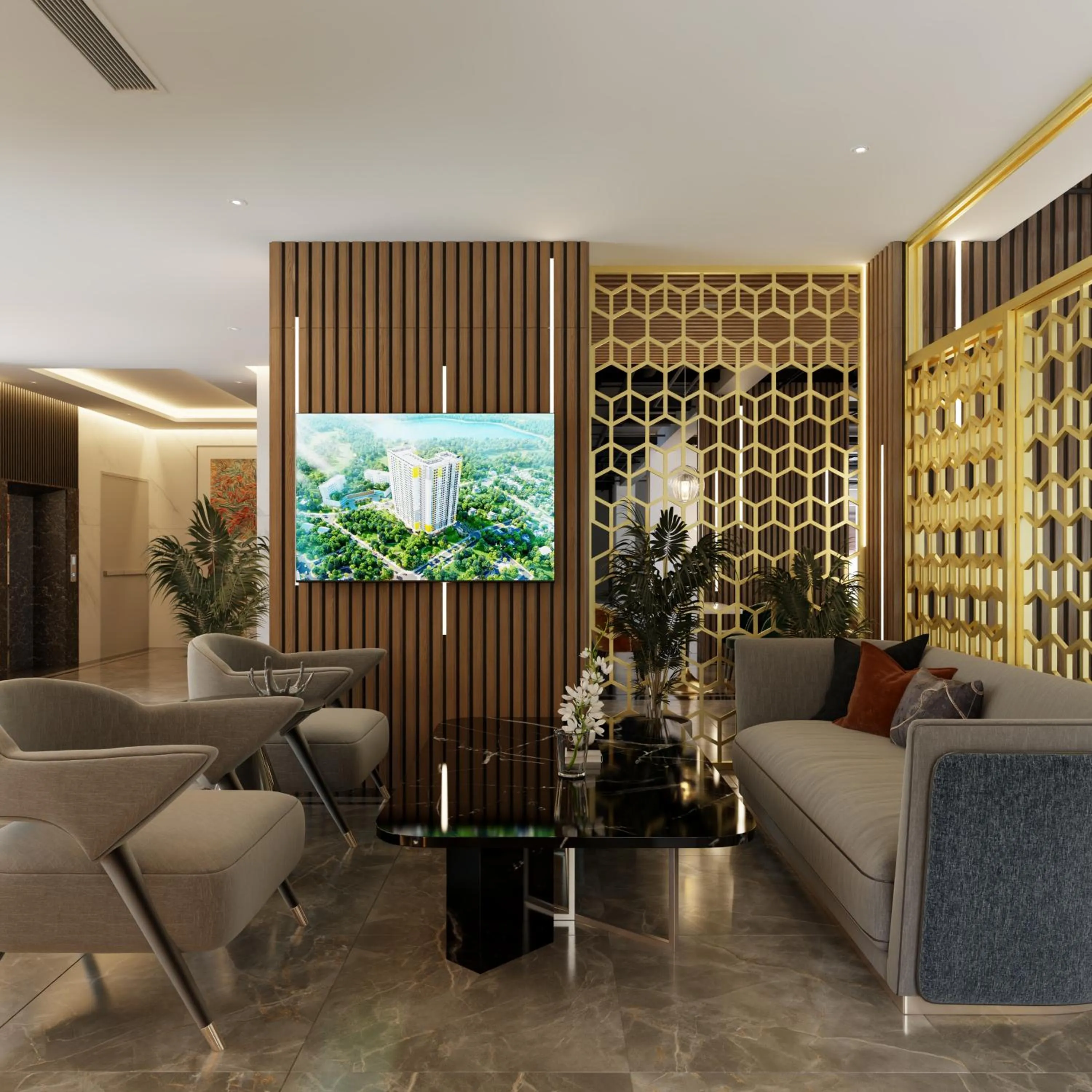 Seating area in Bcons City Hotel