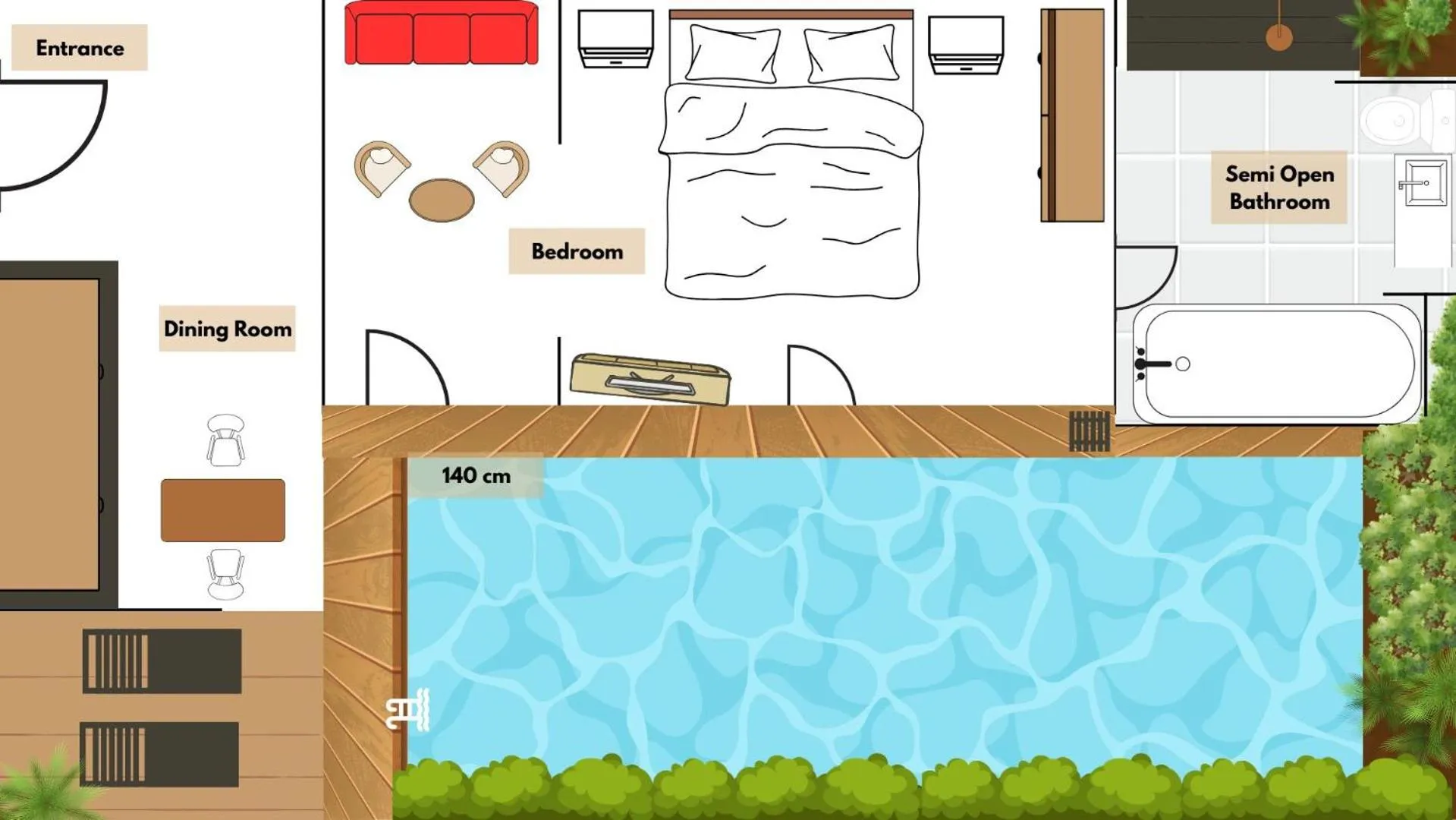 Floor plan in Abia Villa Legian