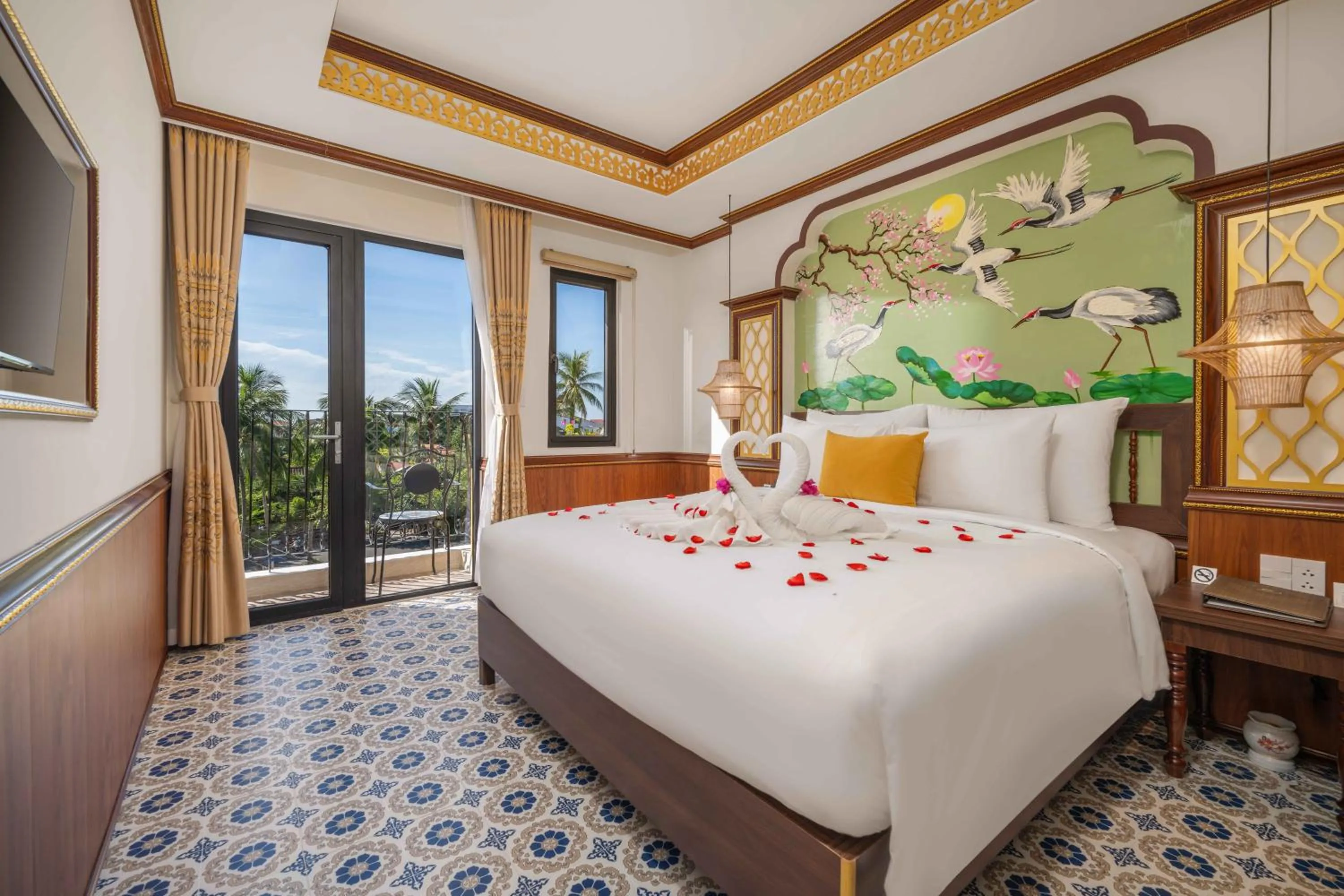 Balcony/Terrace, Bed in Soleil by Soluna - A Charming Touch of Hoi An Heritage - formerly Hoi An Babylon Luxury Hotel