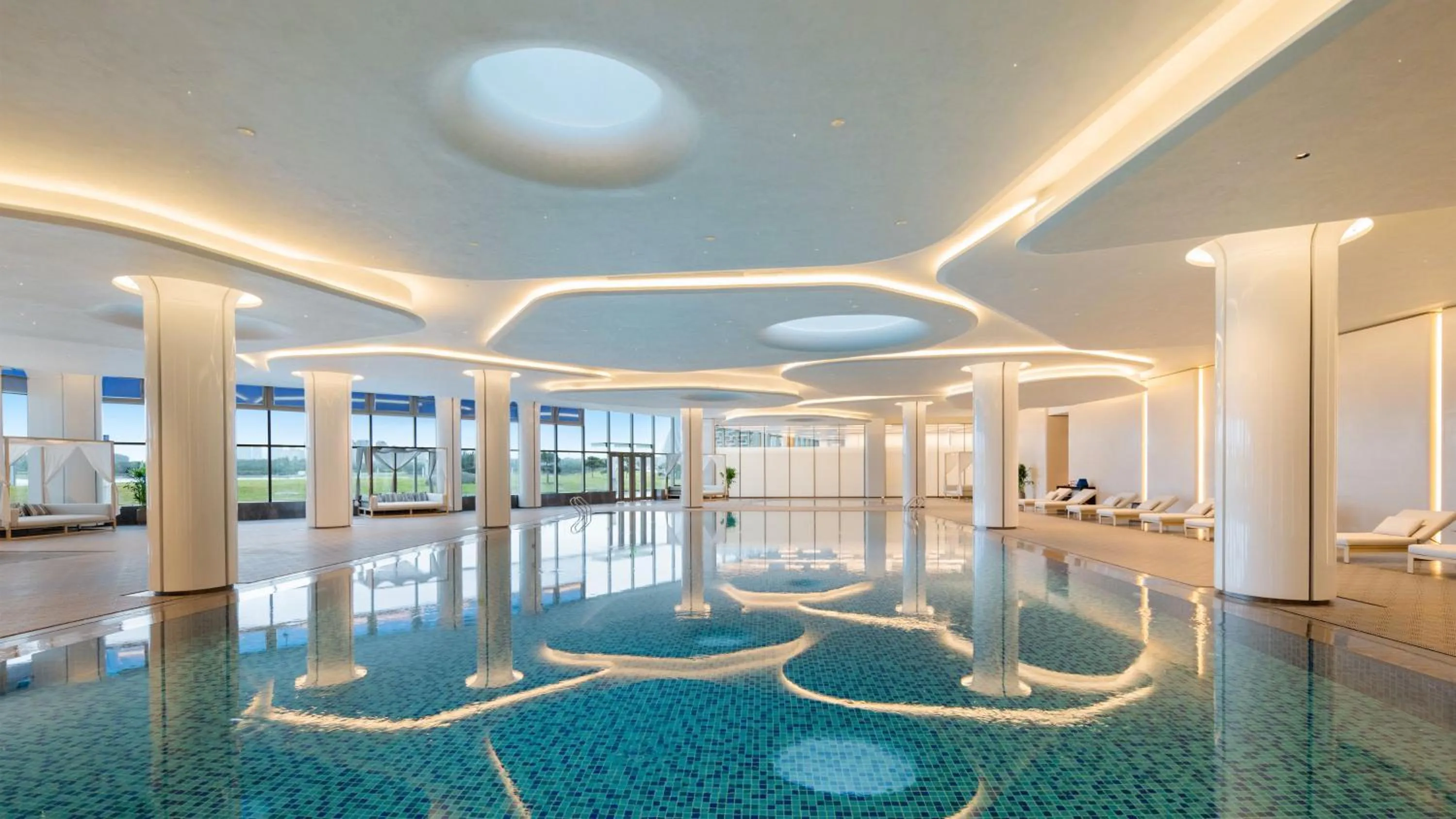 Swimming pool in Crowne Plaza Weihai Binhai by IHG