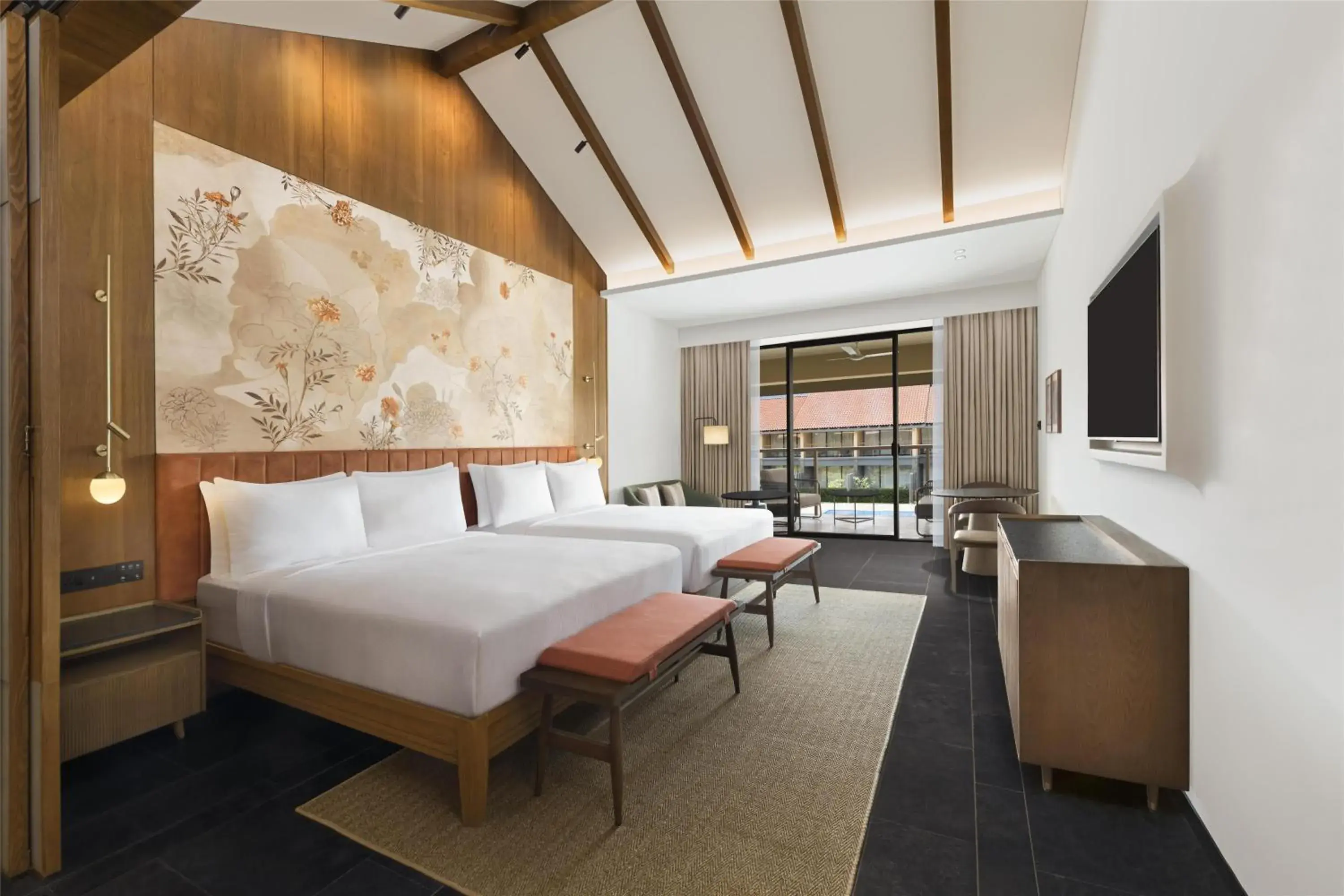 Premium Queen Room with Two Queen Beds, Balcony and View in Hilton Hyderabad Genome Valley Resort & Spa Premium Queen Room with Two Queen Beds, Balcony and View in Hilton Hyderabad Genome Valley Resort & Spa