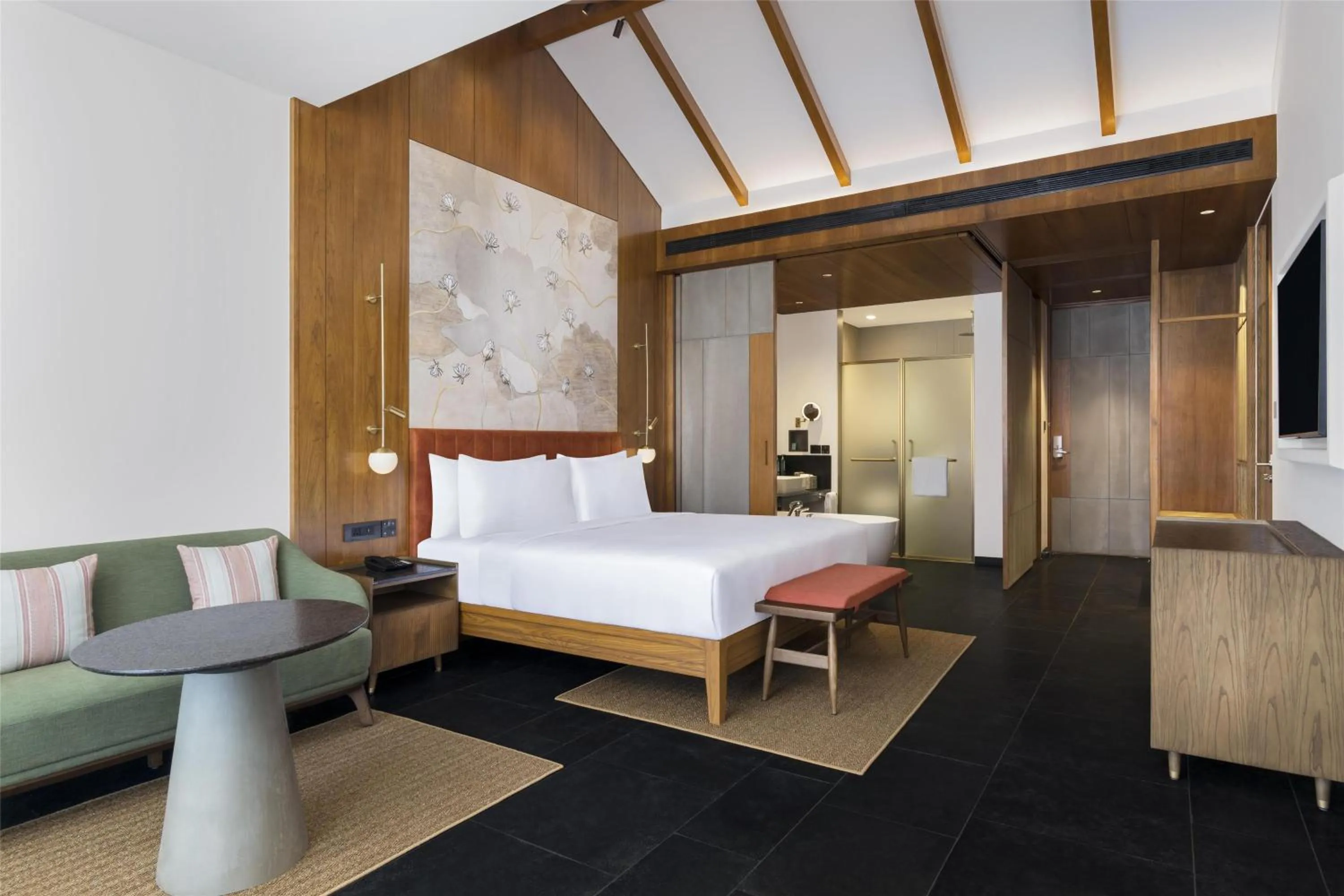 Bed in Hilton Hyderabad Genome Valley Resort & Spa