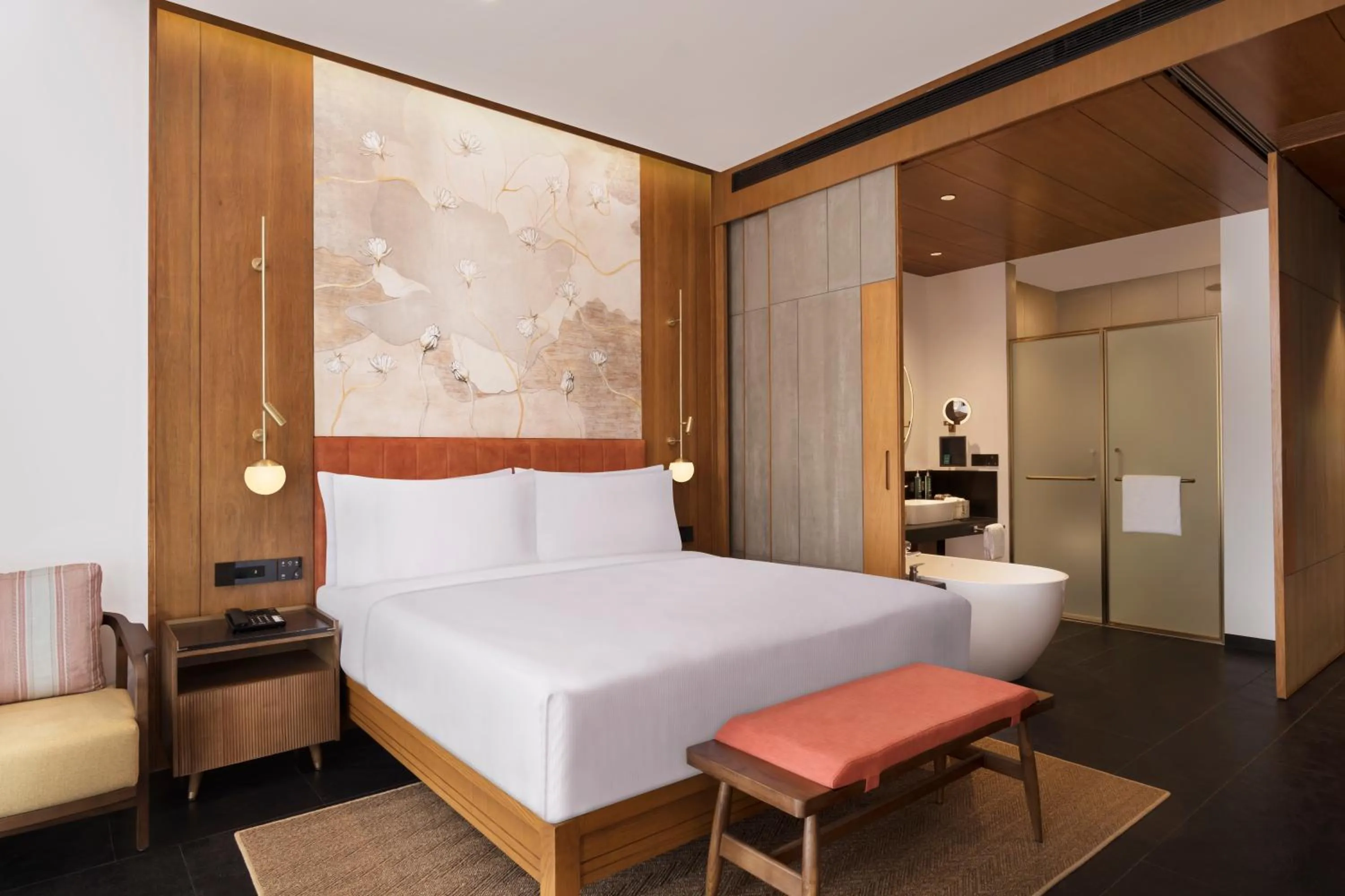 Bed in Hilton Hyderabad Genome Valley Resort & Spa