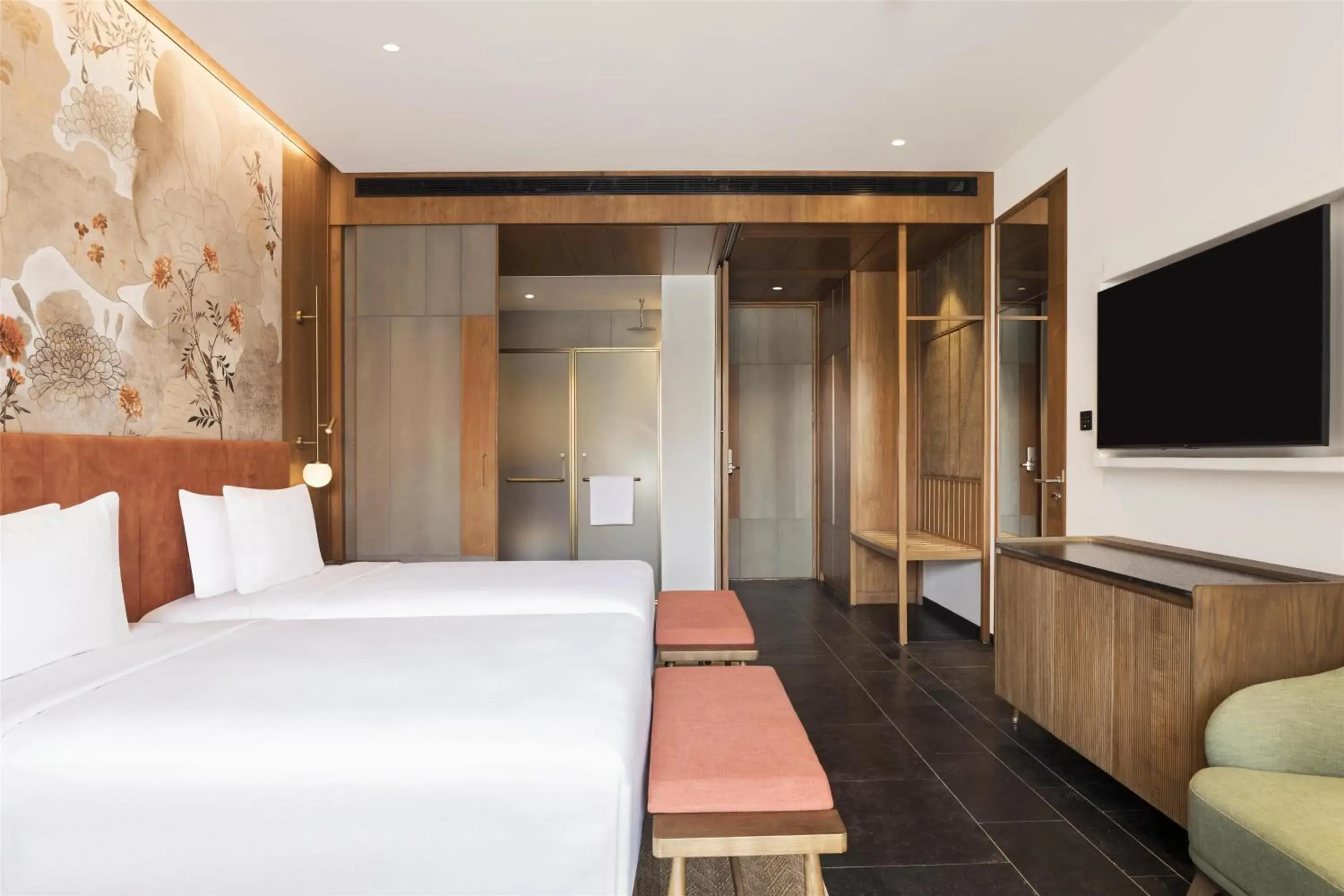 Deluxe Twin Room with Balcony and Garden View in Hilton Hyderabad Genome Valley Resort & Spa Deluxe Twin Room with Balcony and Garden View in Hilton Hyderabad Genome Valley Resort & Spa