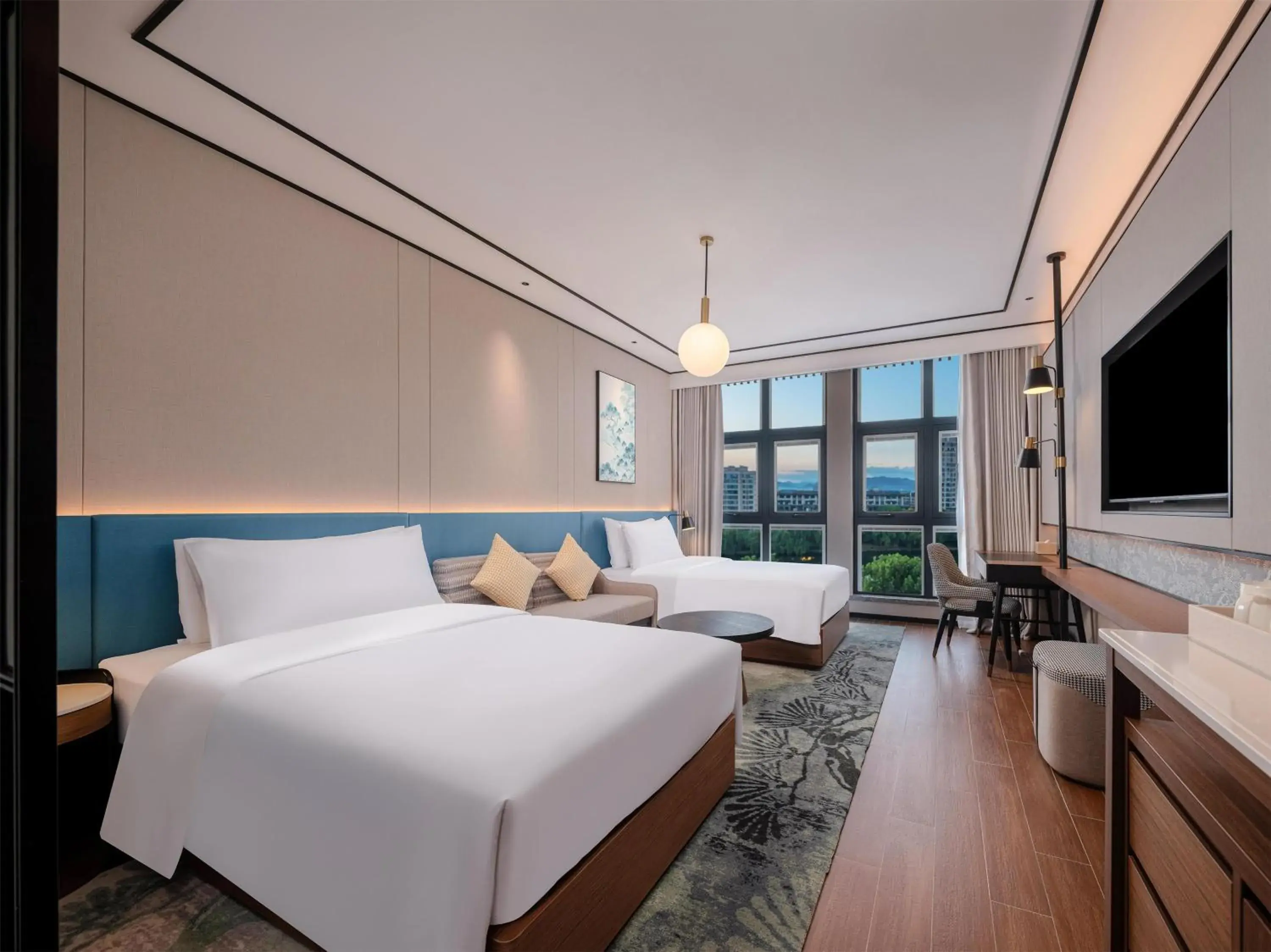 Twin Room with River View in Hilton Garden Inn Huangshan Huizhou Twin Room with River View in Hilton Garden Inn Huangshan Huizhou